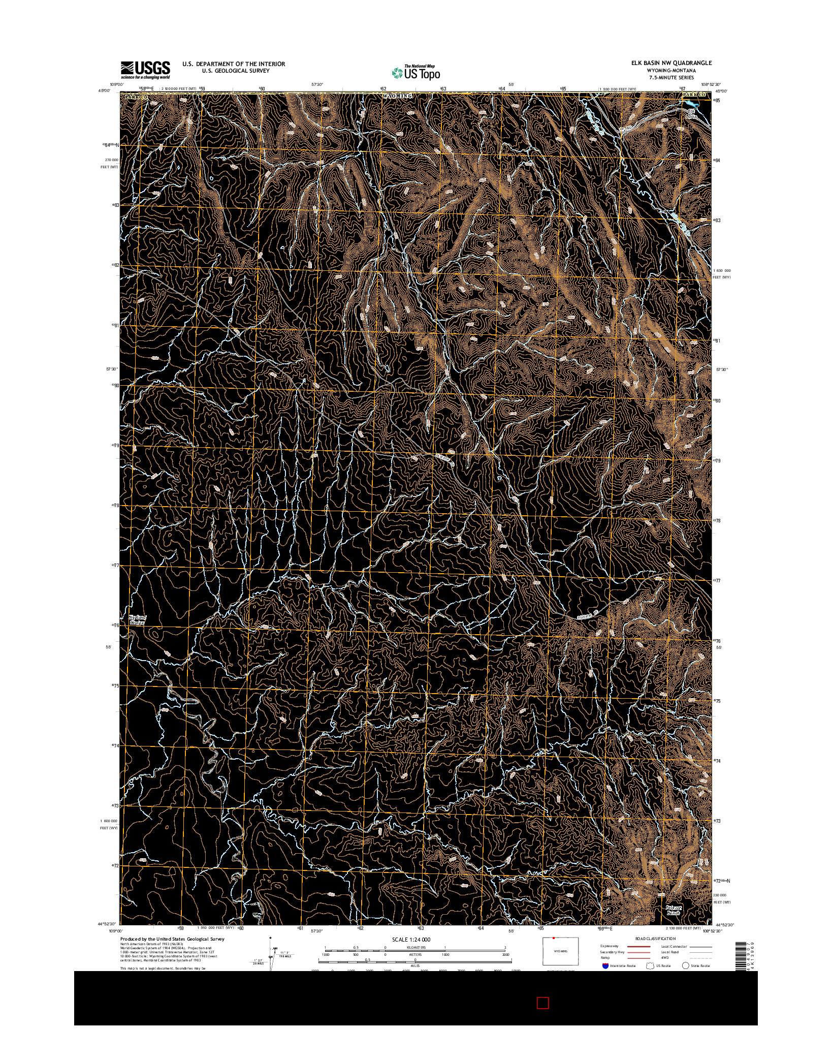 USGS US TOPO 7.5-MINUTE MAP FOR ELK BASIN NW, WY-MT 2015