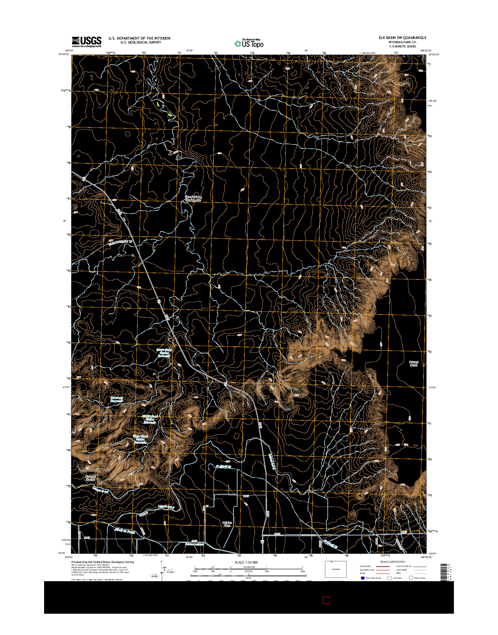 USGS US TOPO 7.5-MINUTE MAP FOR ELK BASIN SW, WY 2015
