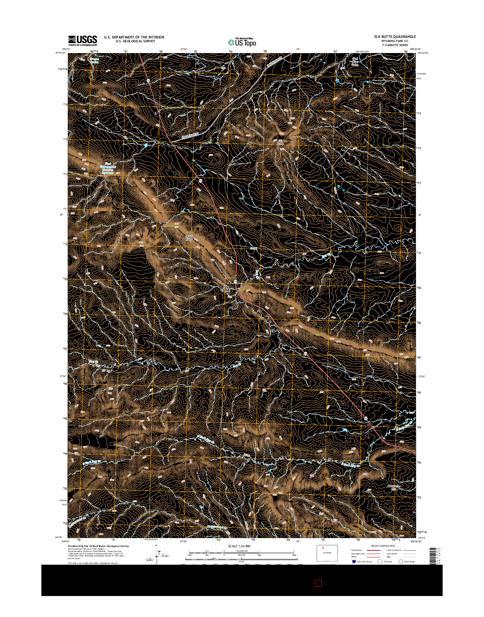 USGS US TOPO 7.5-MINUTE MAP FOR ELK BUTTE, WY 2015