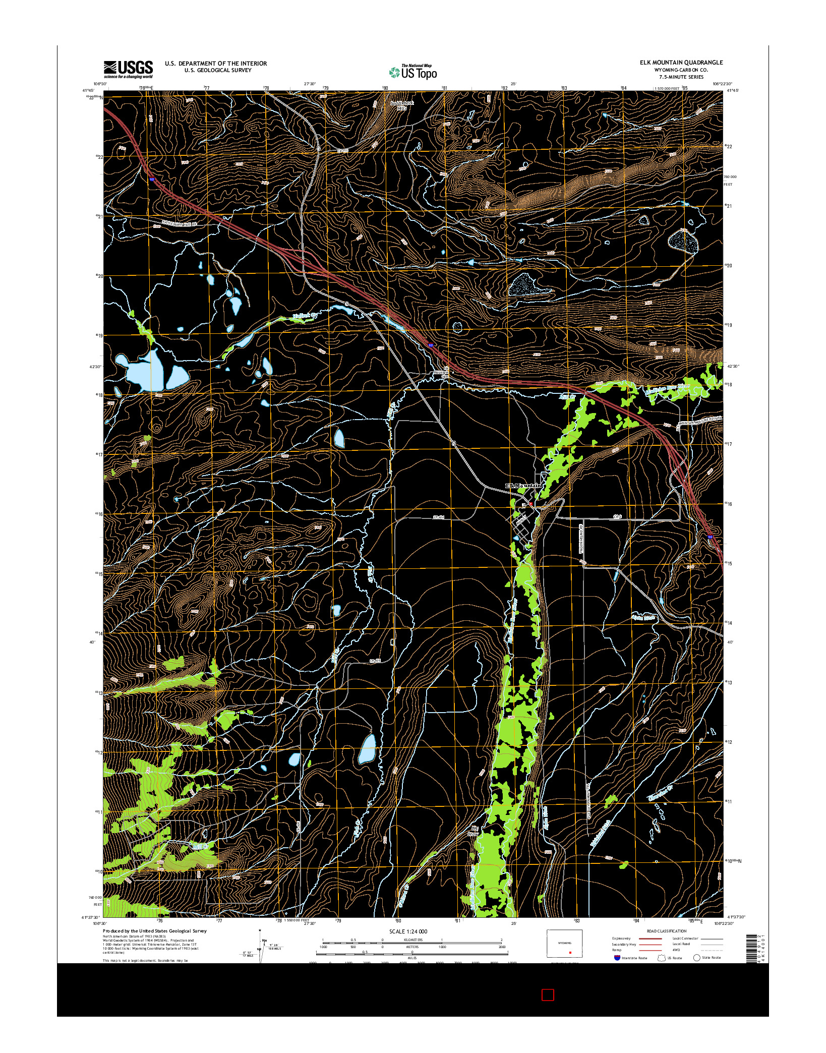 USGS US TOPO 7.5-MINUTE MAP FOR ELK MOUNTAIN, WY 2015