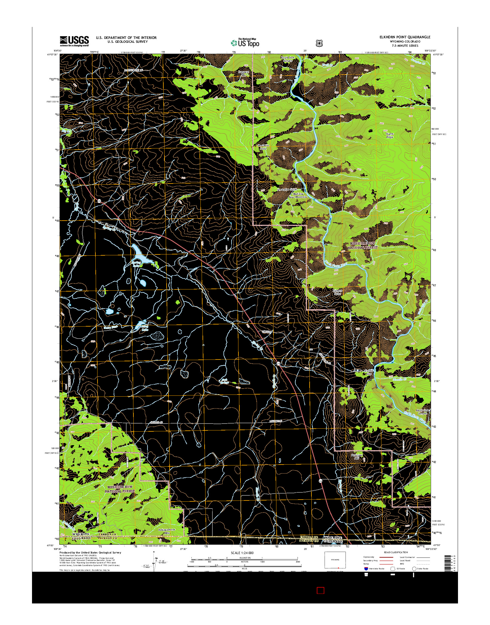 USGS US TOPO 7.5-MINUTE MAP FOR ELKHORN POINT, WY-CO 2015