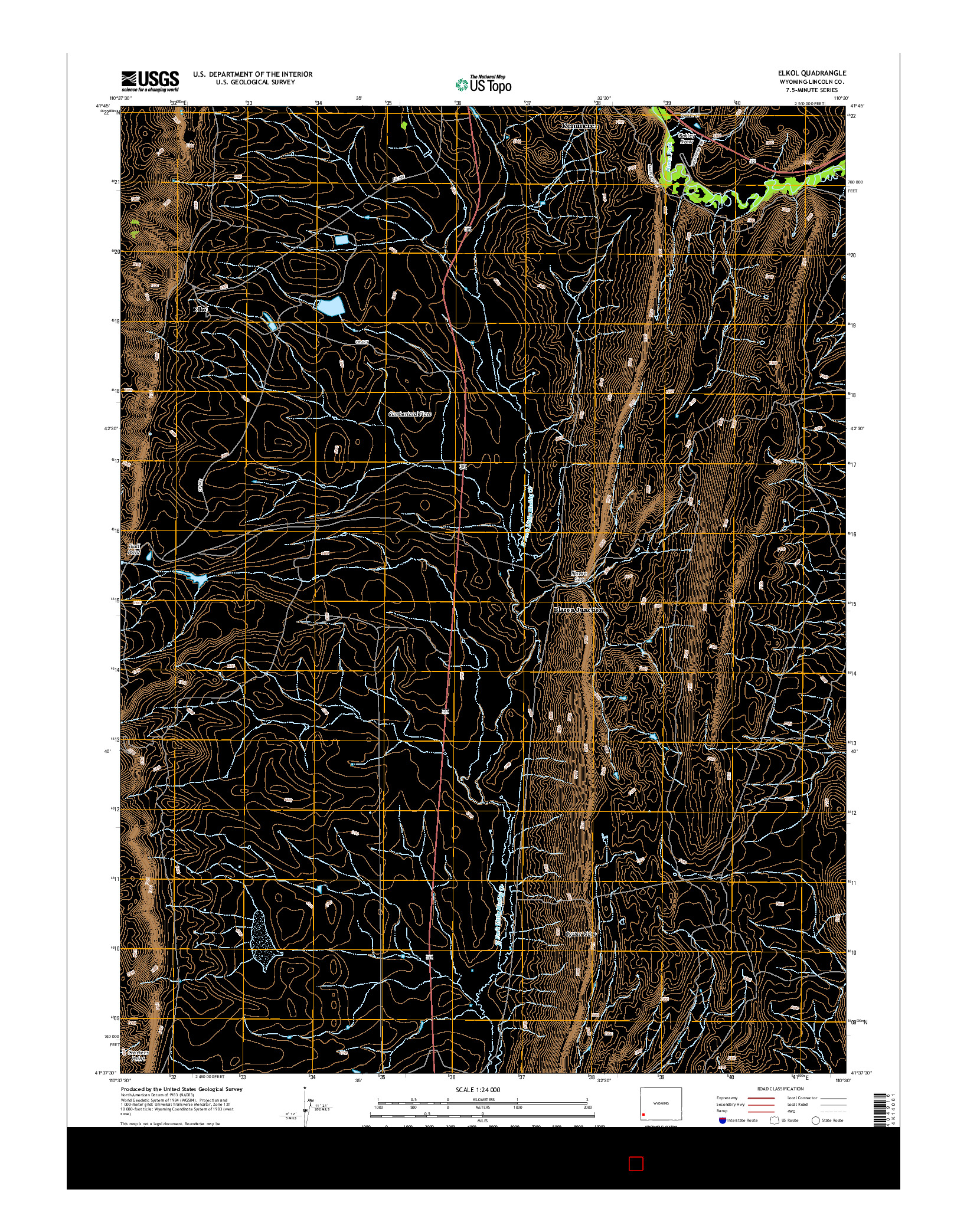 USGS US TOPO 7.5-MINUTE MAP FOR ELKOL, WY 2015