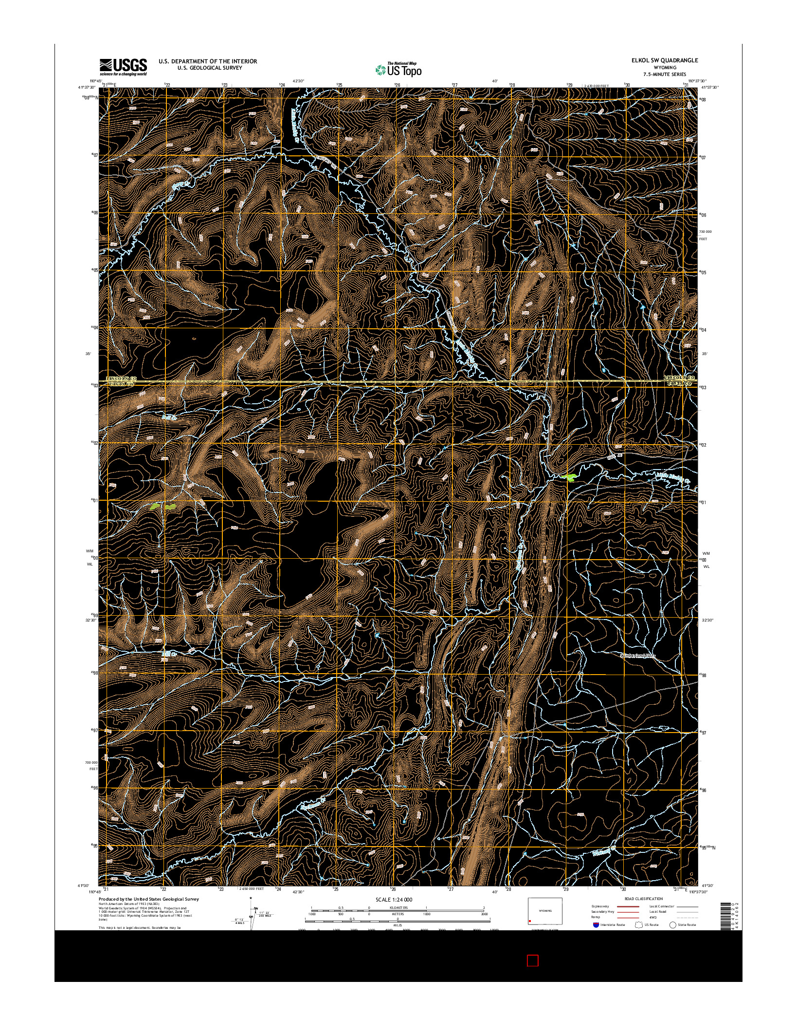 USGS US TOPO 7.5-MINUTE MAP FOR ELKOL SW, WY 2015