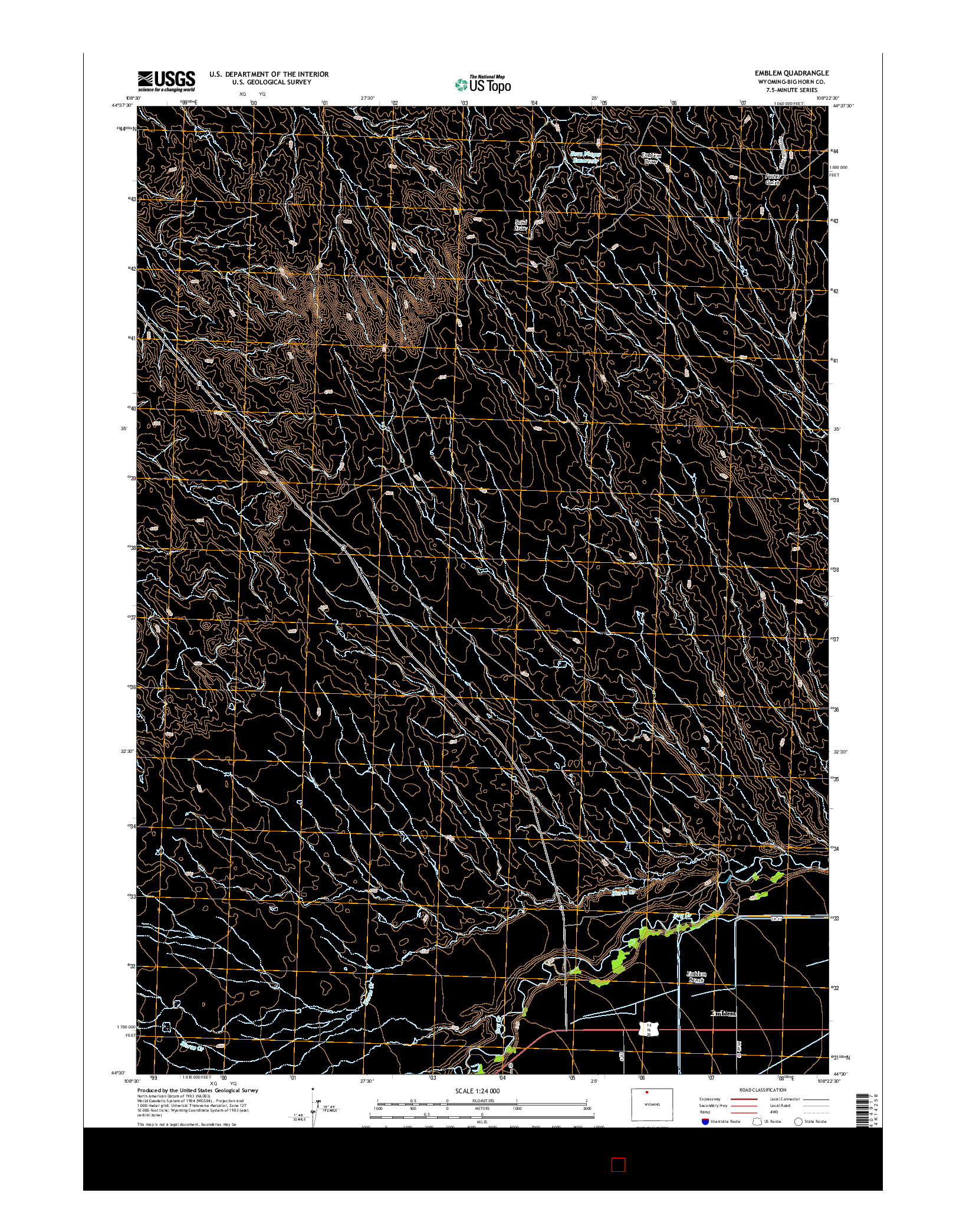 USGS US TOPO 7.5-MINUTE MAP FOR EMBLEM, WY 2015