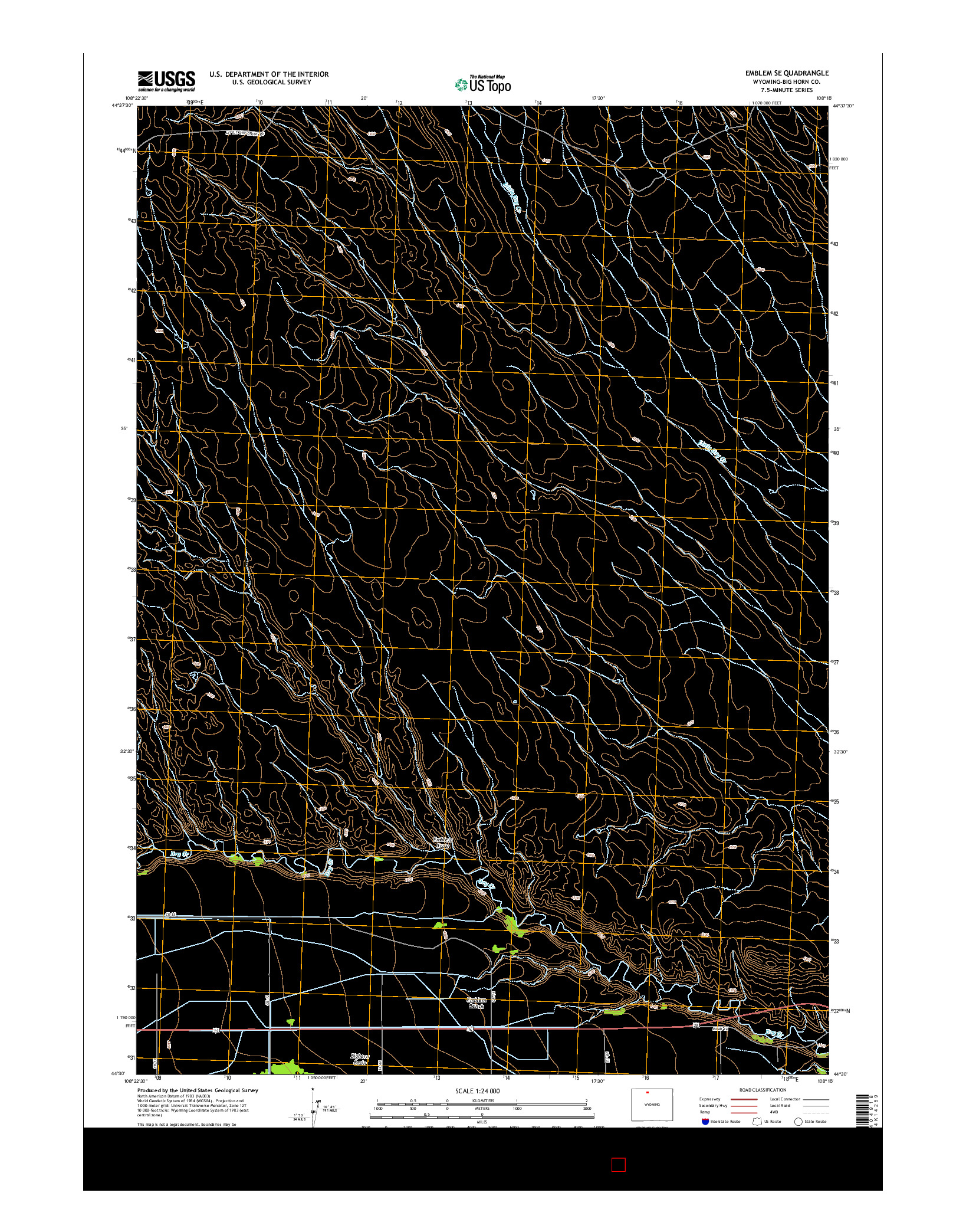 USGS US TOPO 7.5-MINUTE MAP FOR EMBLEM SE, WY 2015
