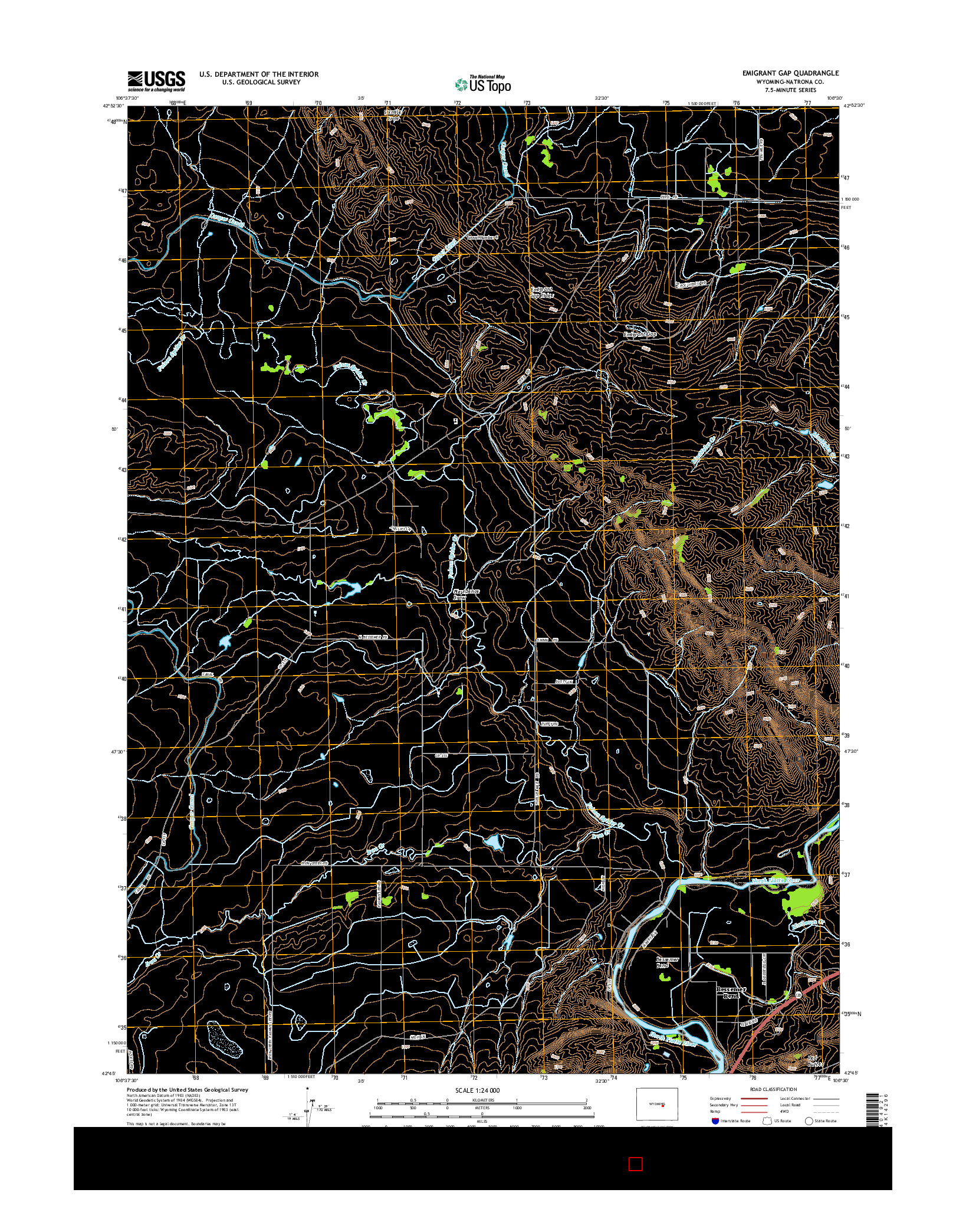 USGS US TOPO 7.5-MINUTE MAP FOR EMIGRANT GAP, WY 2015