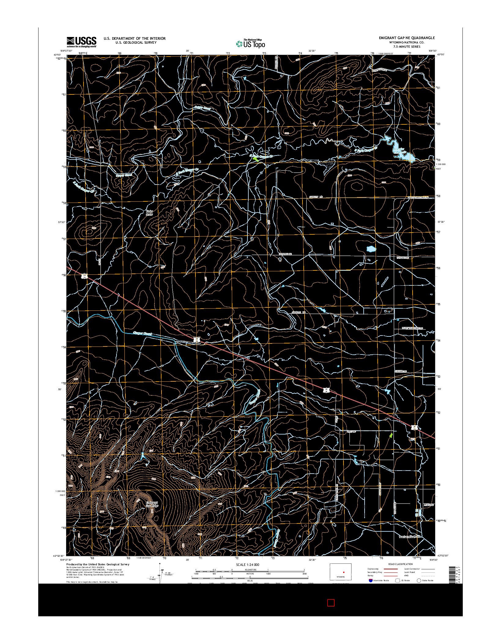 USGS US TOPO 7.5-MINUTE MAP FOR EMIGRANT GAP NE, WY 2015