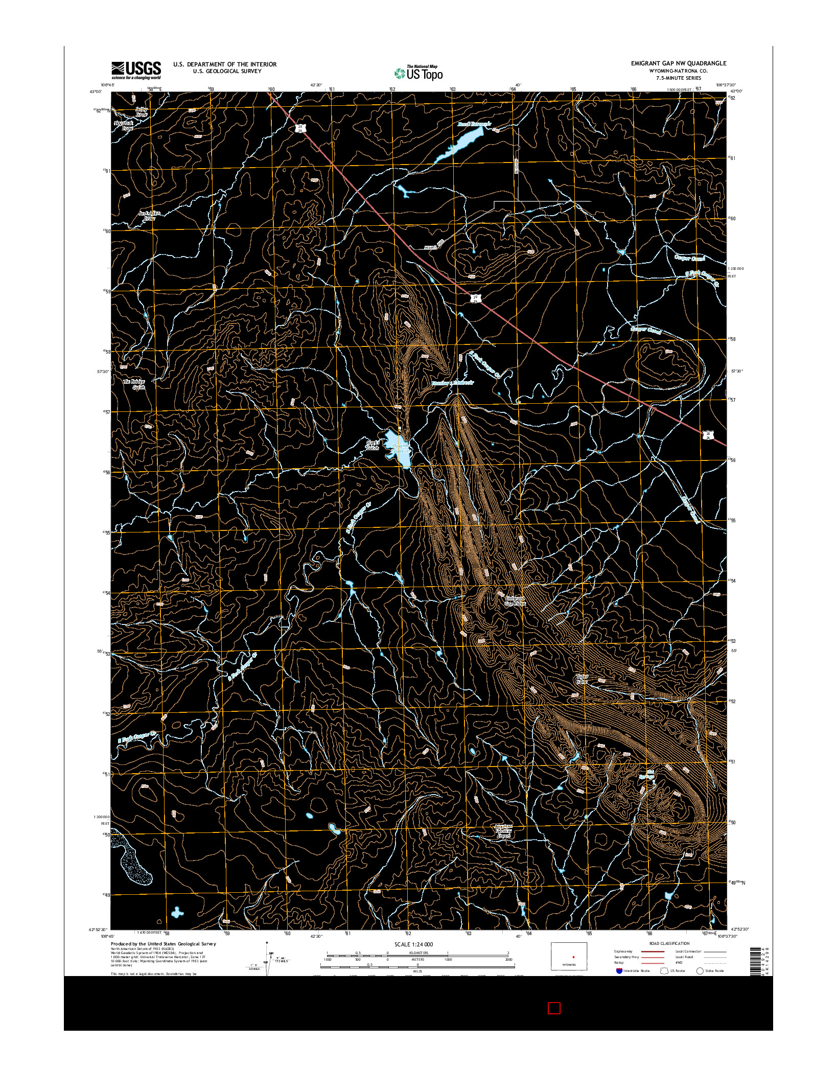 USGS US TOPO 7.5-MINUTE MAP FOR EMIGRANT GAP NW, WY 2015