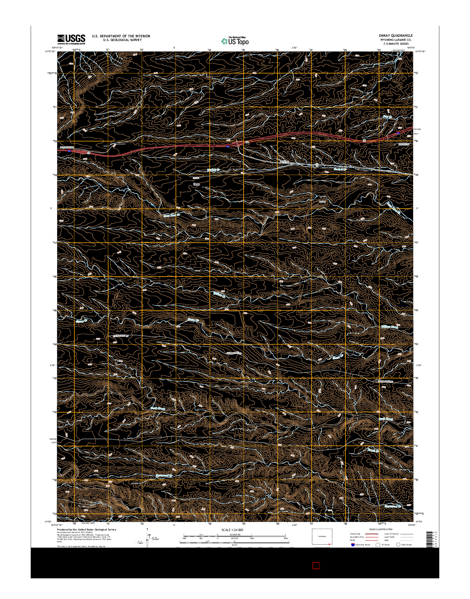 USGS US TOPO 7.5-MINUTE MAP FOR EMKAY, WY 2015