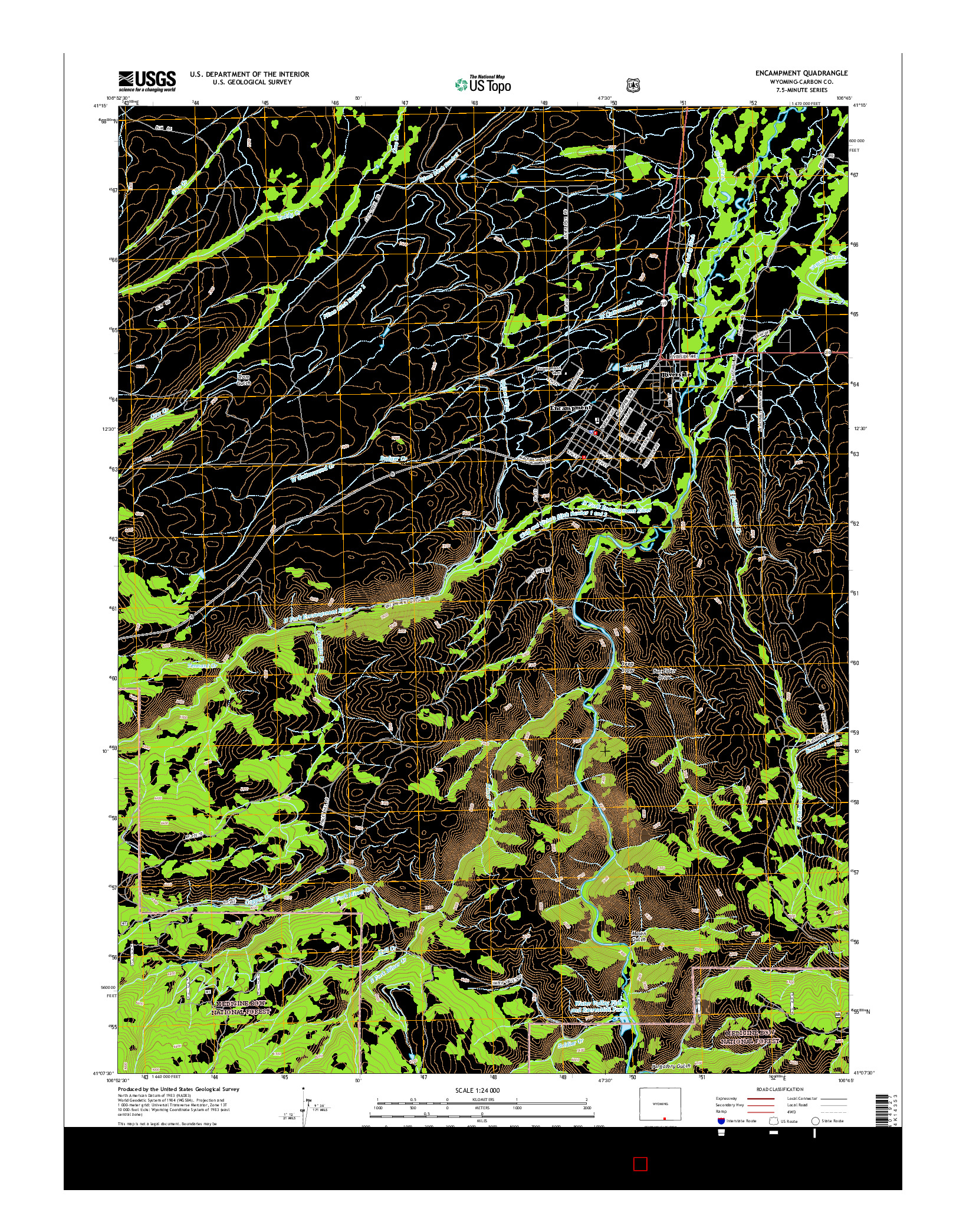 USGS US TOPO 7.5-MINUTE MAP FOR ENCAMPMENT, WY 2015