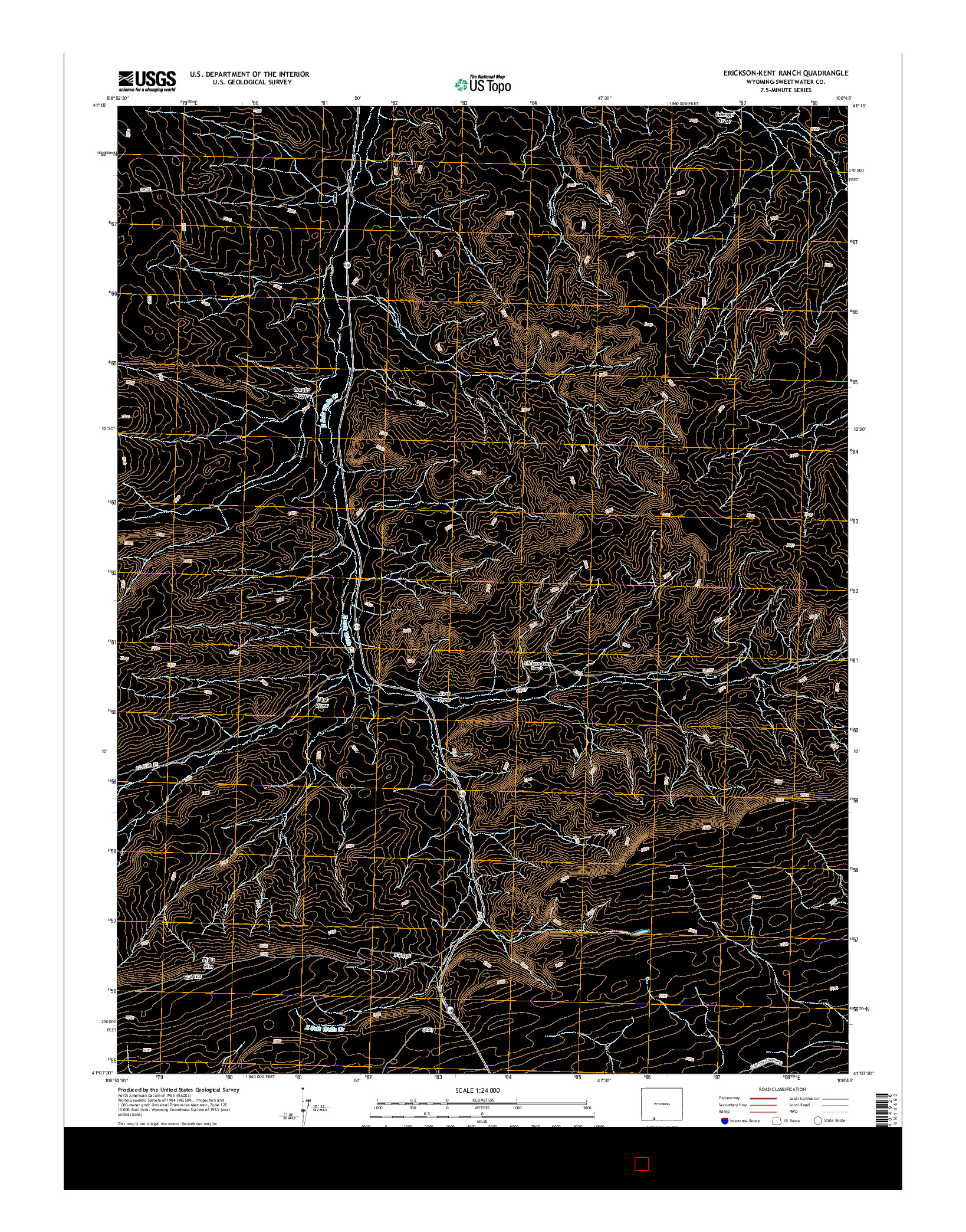 USGS US TOPO 7.5-MINUTE MAP FOR ERICKSON-KENT RANCH, WY 2015
