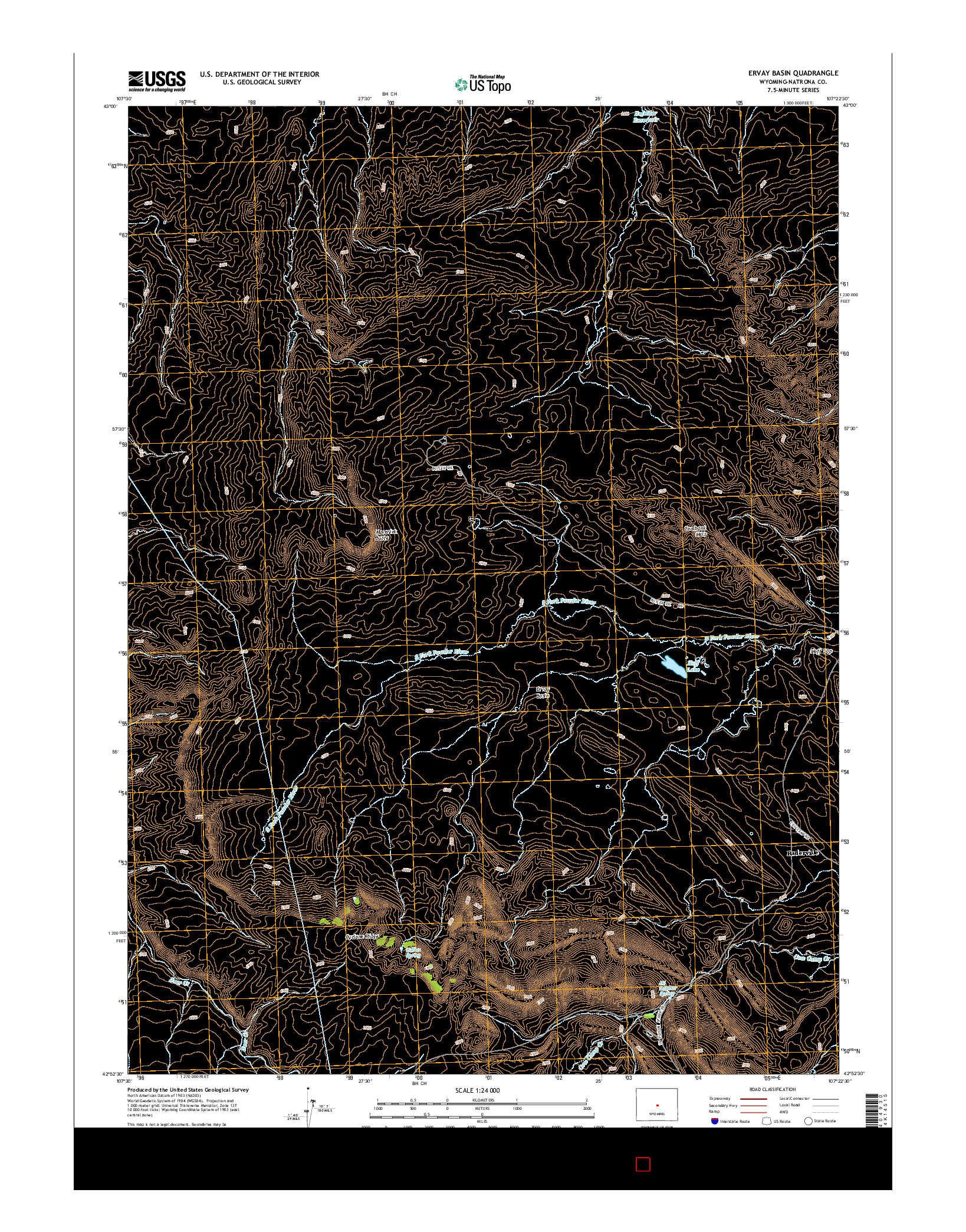 USGS US TOPO 7.5-MINUTE MAP FOR ERVAY BASIN, WY 2015