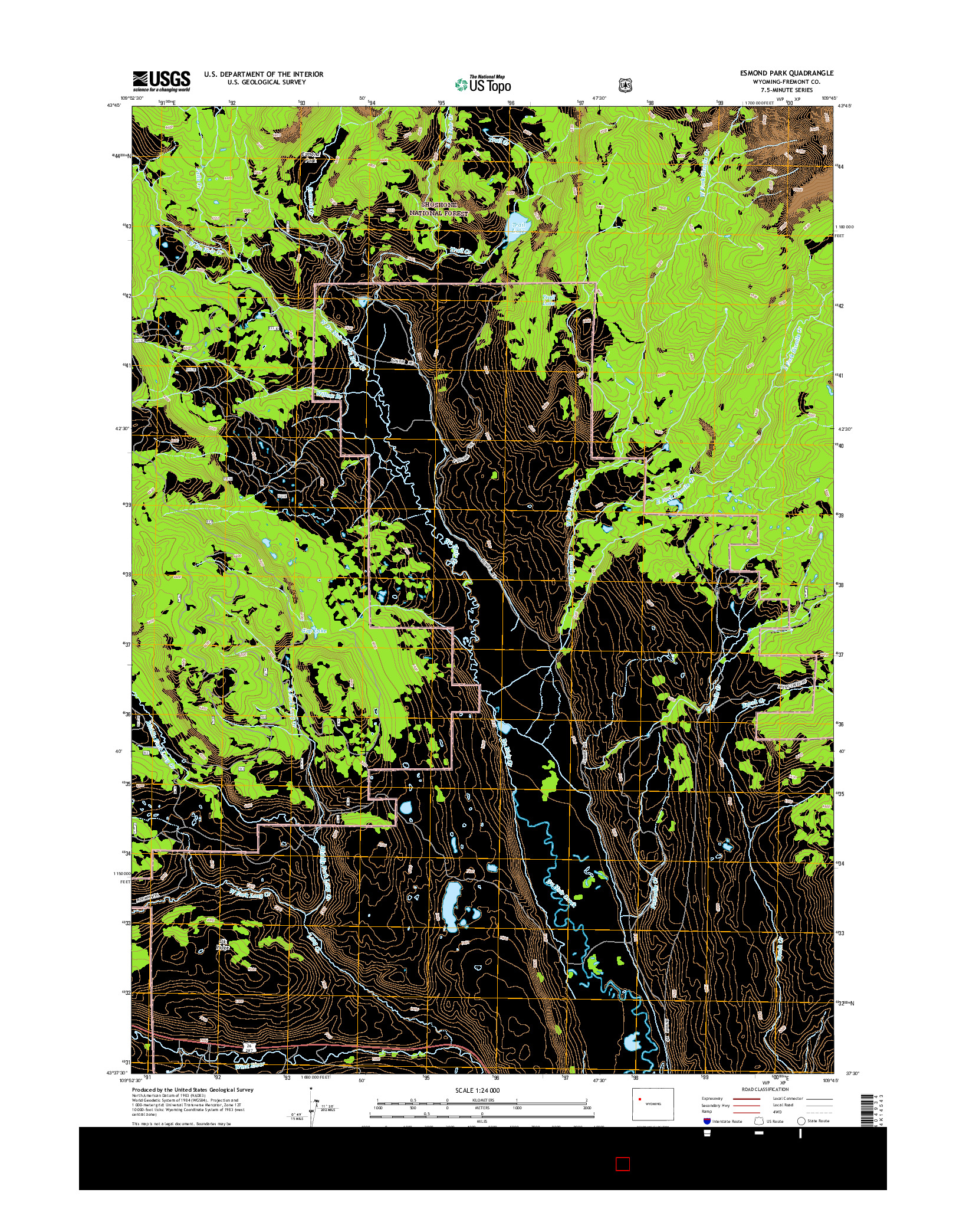 USGS US TOPO 7.5-MINUTE MAP FOR ESMOND PARK, WY 2015