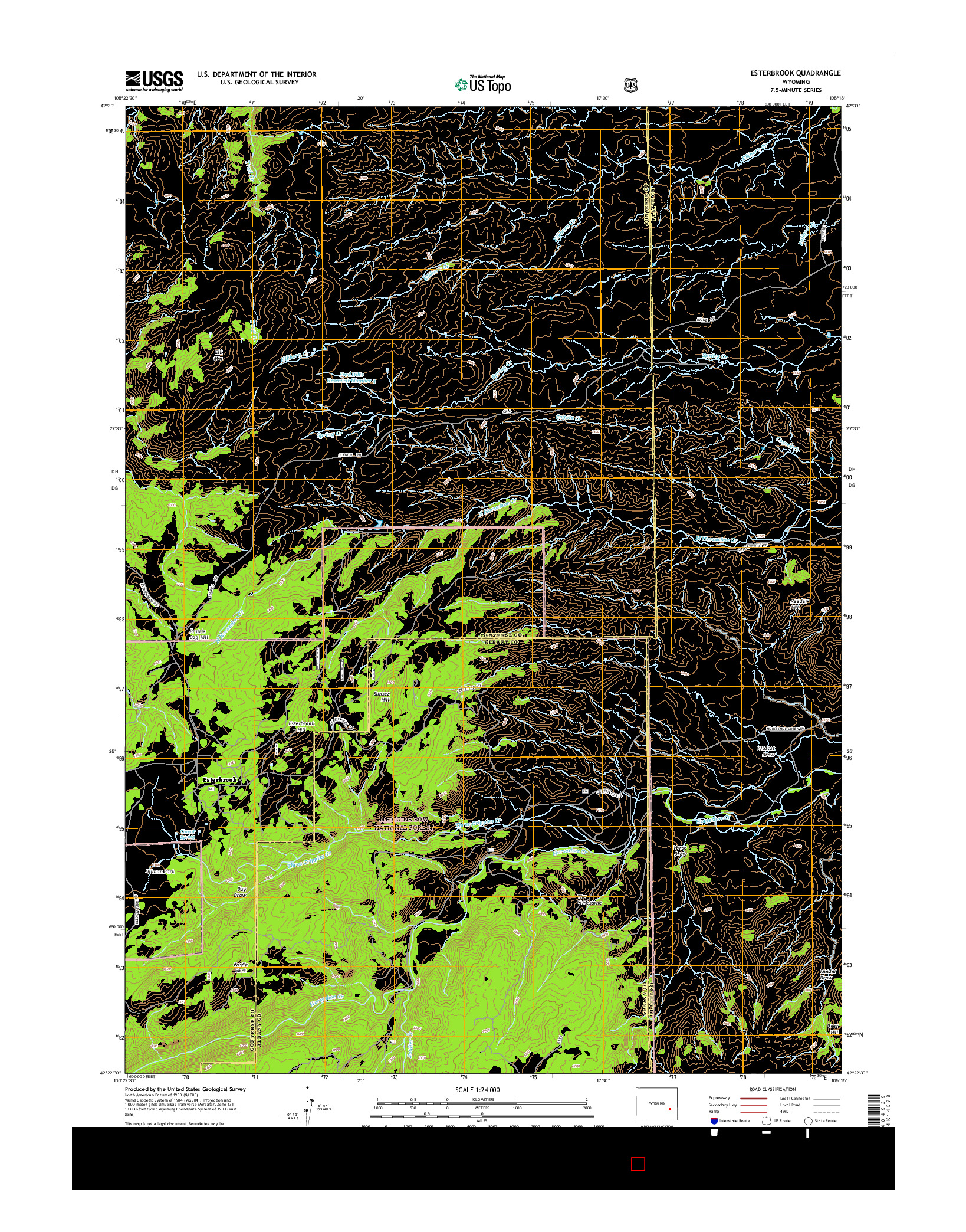 USGS US TOPO 7.5-MINUTE MAP FOR ESTERBROOK, WY 2015