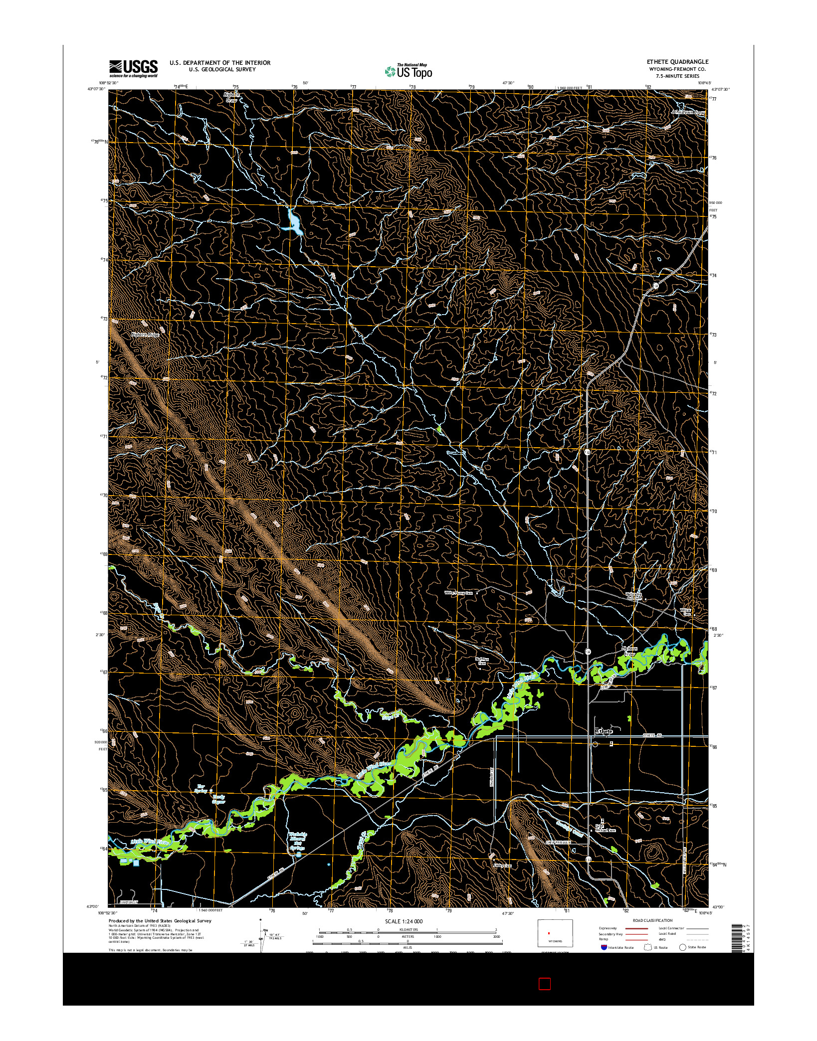 USGS US TOPO 7.5-MINUTE MAP FOR ETHETE, WY 2015