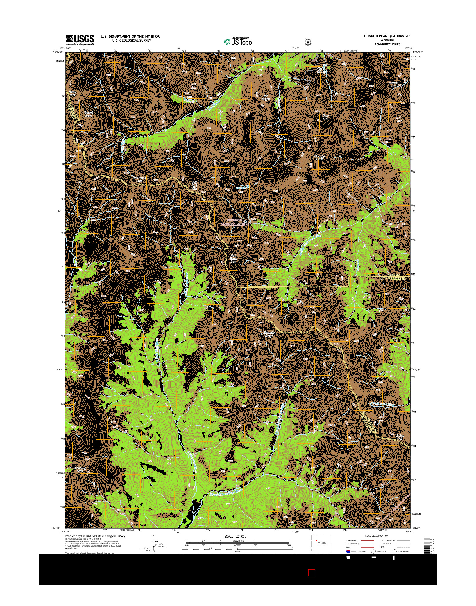 USGS US TOPO 7.5-MINUTE MAP FOR DUNRUD PEAK, WY 2015