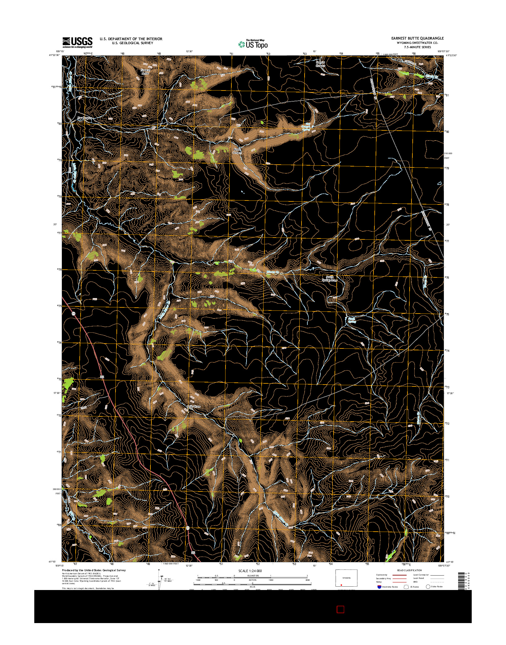 USGS US TOPO 7.5-MINUTE MAP FOR EARNEST BUTTE, WY 2015