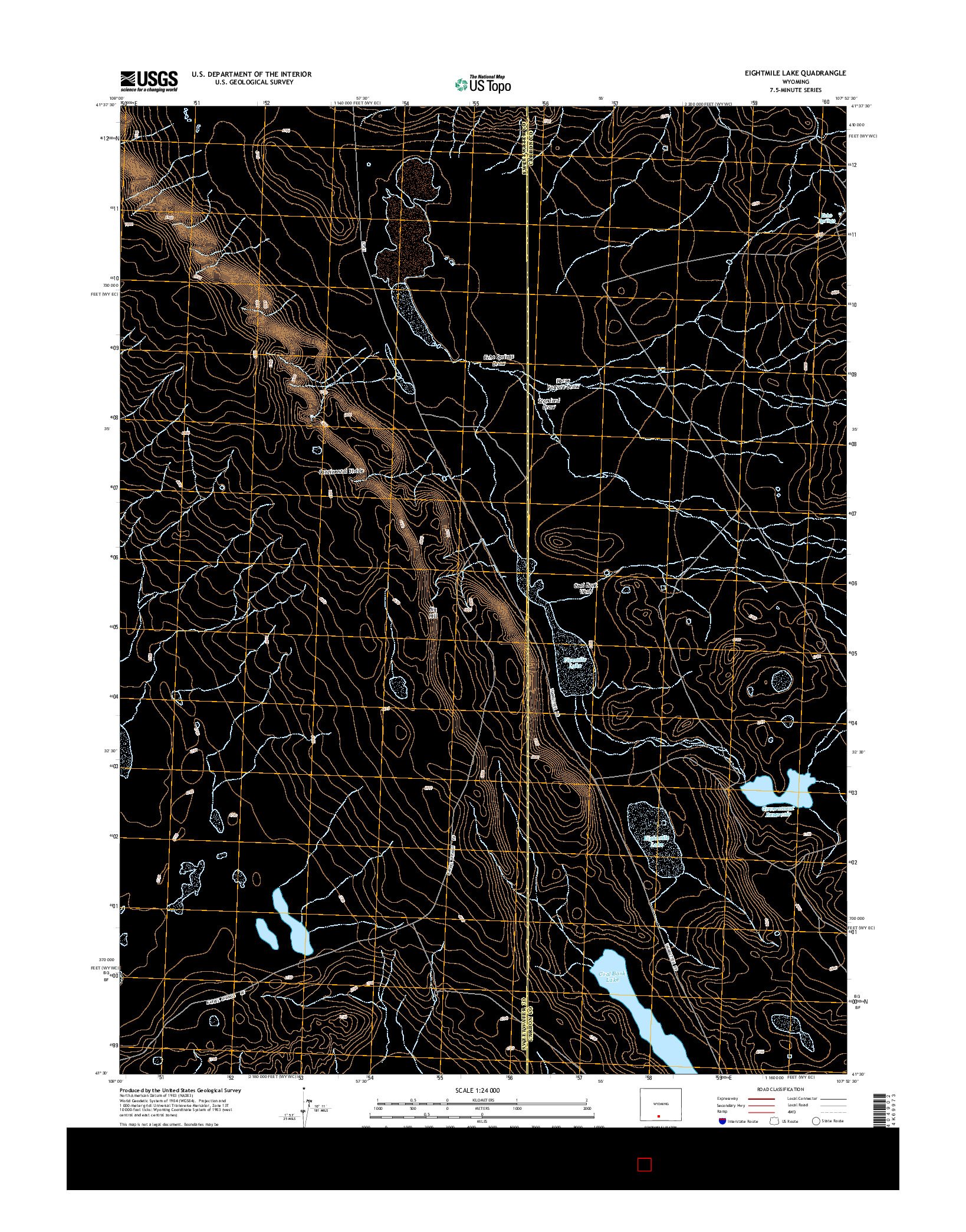 USGS US TOPO 7.5-MINUTE MAP FOR EIGHTMILE LAKE, WY 2015
