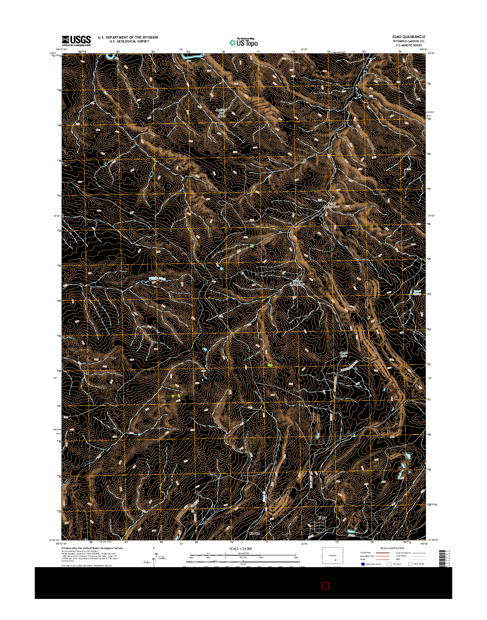 USGS US TOPO 7.5-MINUTE MAP FOR ELMO, WY 2015