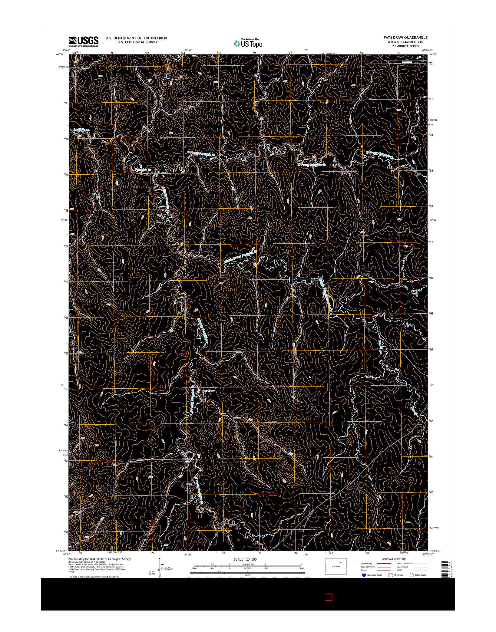 USGS US TOPO 7.5-MINUTE MAP FOR FATS DRAW, WY 2015