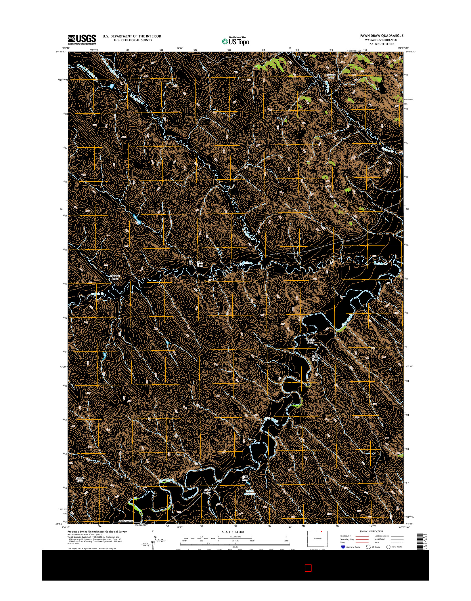 USGS US TOPO 7.5-MINUTE MAP FOR FAWN DRAW, WY 2015