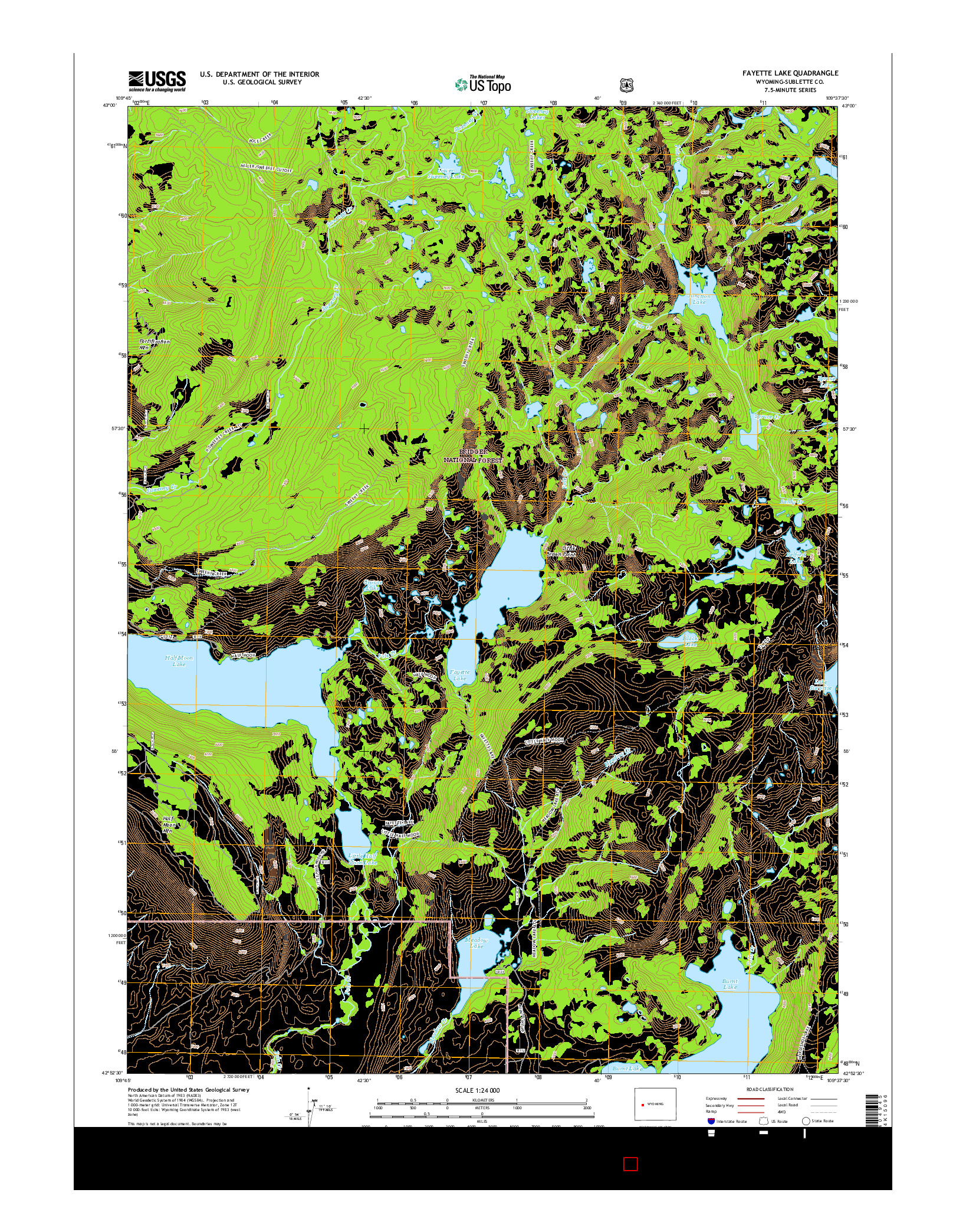 USGS US TOPO 7.5-MINUTE MAP FOR FAYETTE LAKE, WY 2015