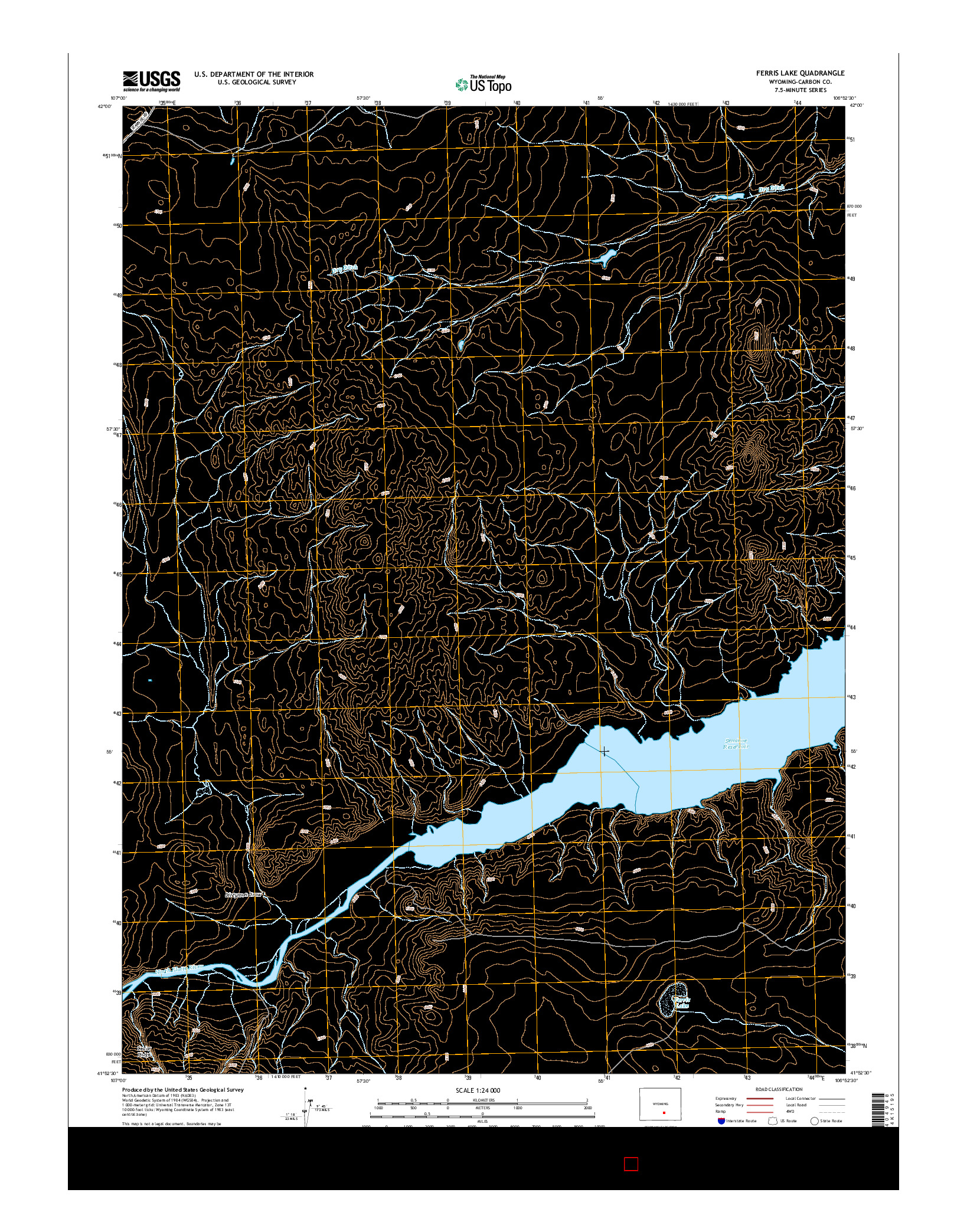 USGS US TOPO 7.5-MINUTE MAP FOR FERRIS LAKE, WY 2015