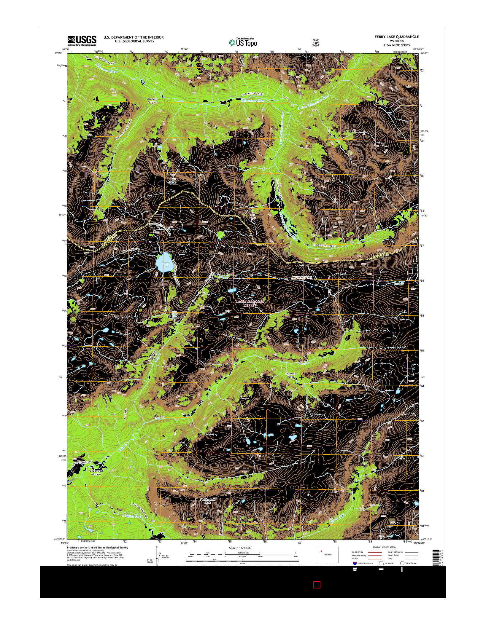 USGS US TOPO 7.5-MINUTE MAP FOR FERRY LAKE, WY 2015
