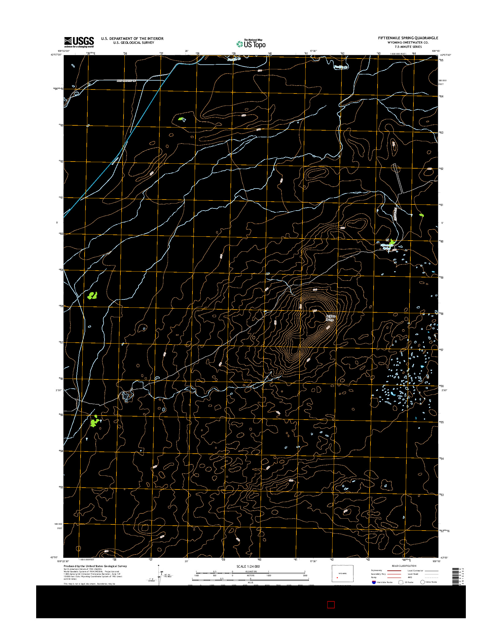 USGS US TOPO 7.5-MINUTE MAP FOR FIFTEENMILE SPRING, WY 2015