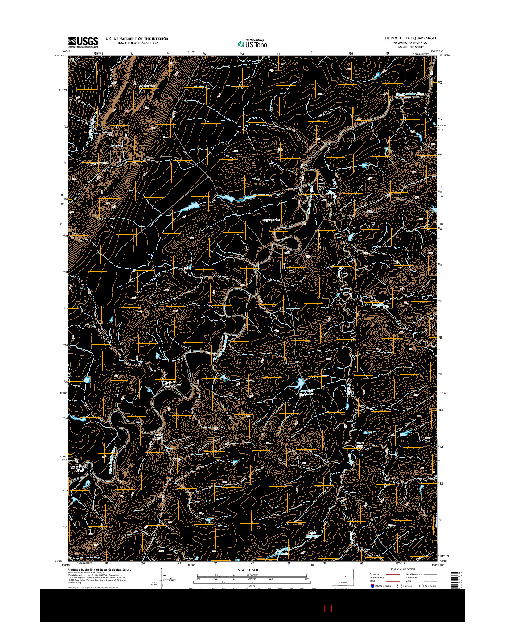 USGS US TOPO 7.5-MINUTE MAP FOR FIFTYMILE FLAT, WY 2015