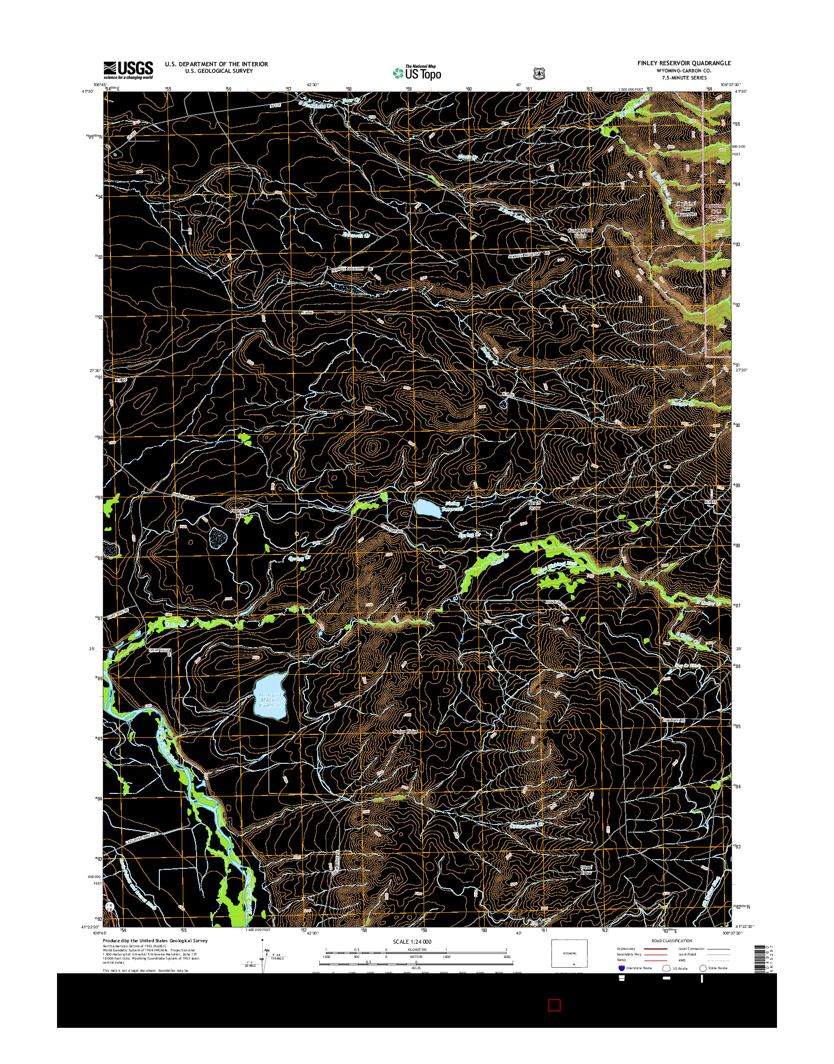 USGS US TOPO 7.5-MINUTE MAP FOR FINLEY RESERVOIR, WY 2015