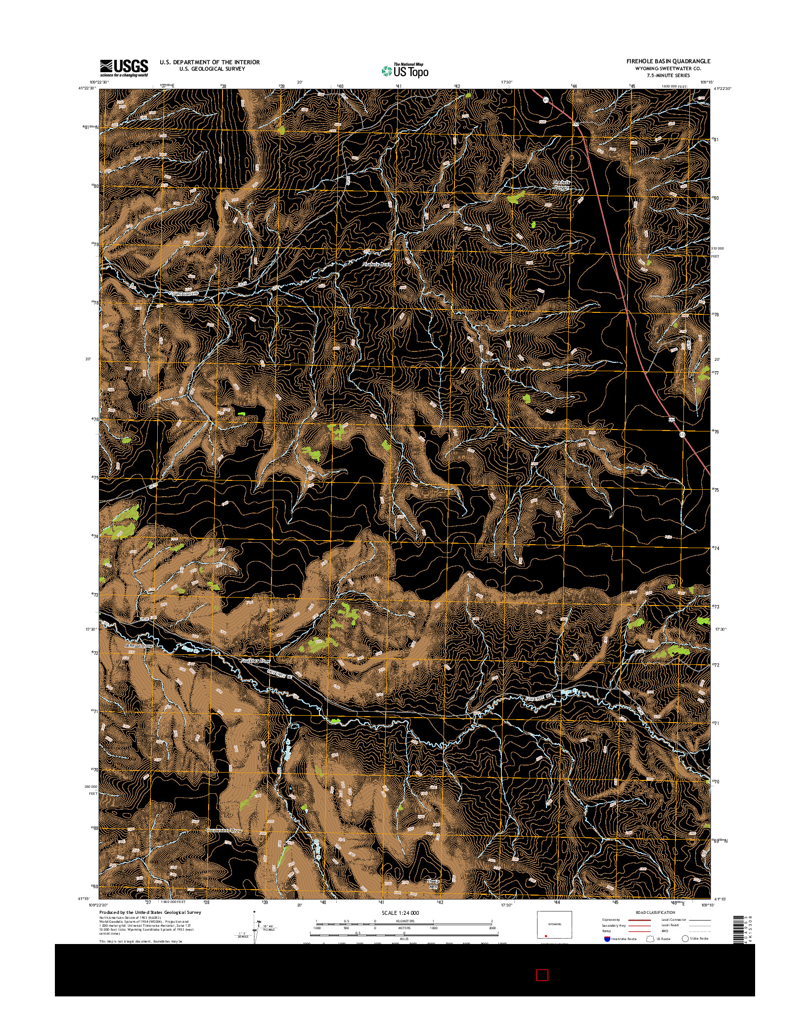USGS US TOPO 7.5-MINUTE MAP FOR FIREHOLE BASIN, WY 2015