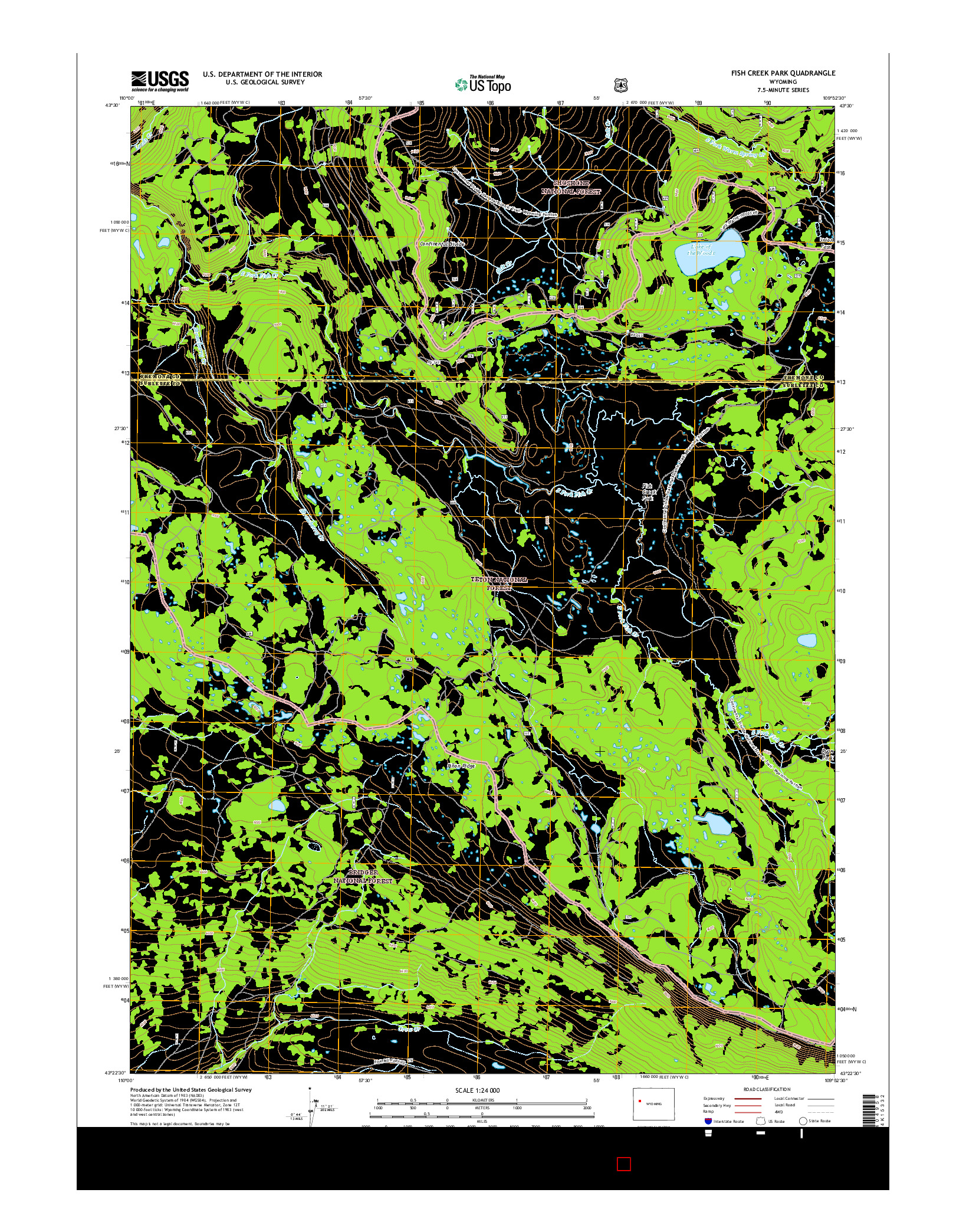 USGS US TOPO 7.5-MINUTE MAP FOR FISH CREEK PARK, WY 2015