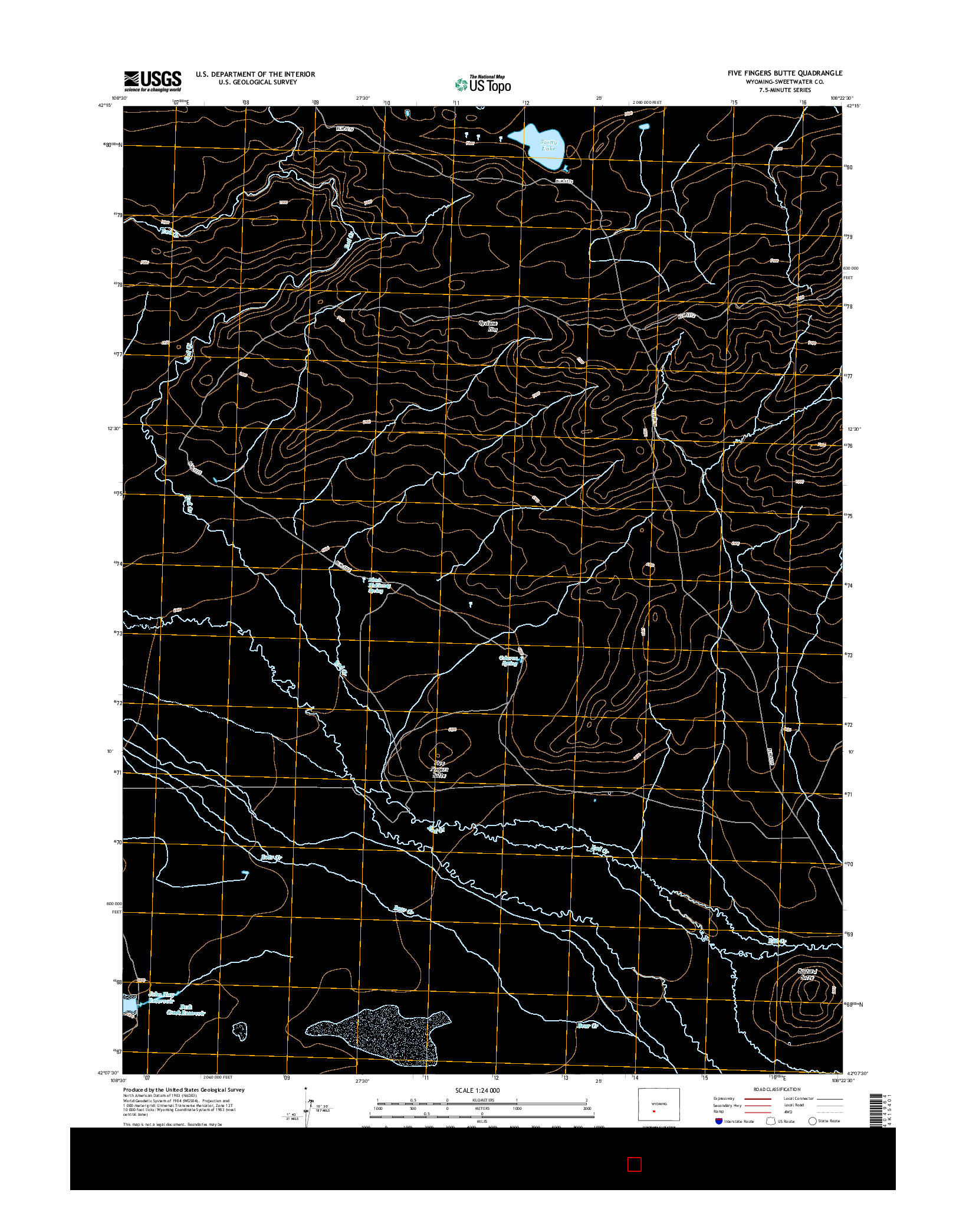 USGS US TOPO 7.5-MINUTE MAP FOR FIVE FINGERS BUTTE, WY 2015