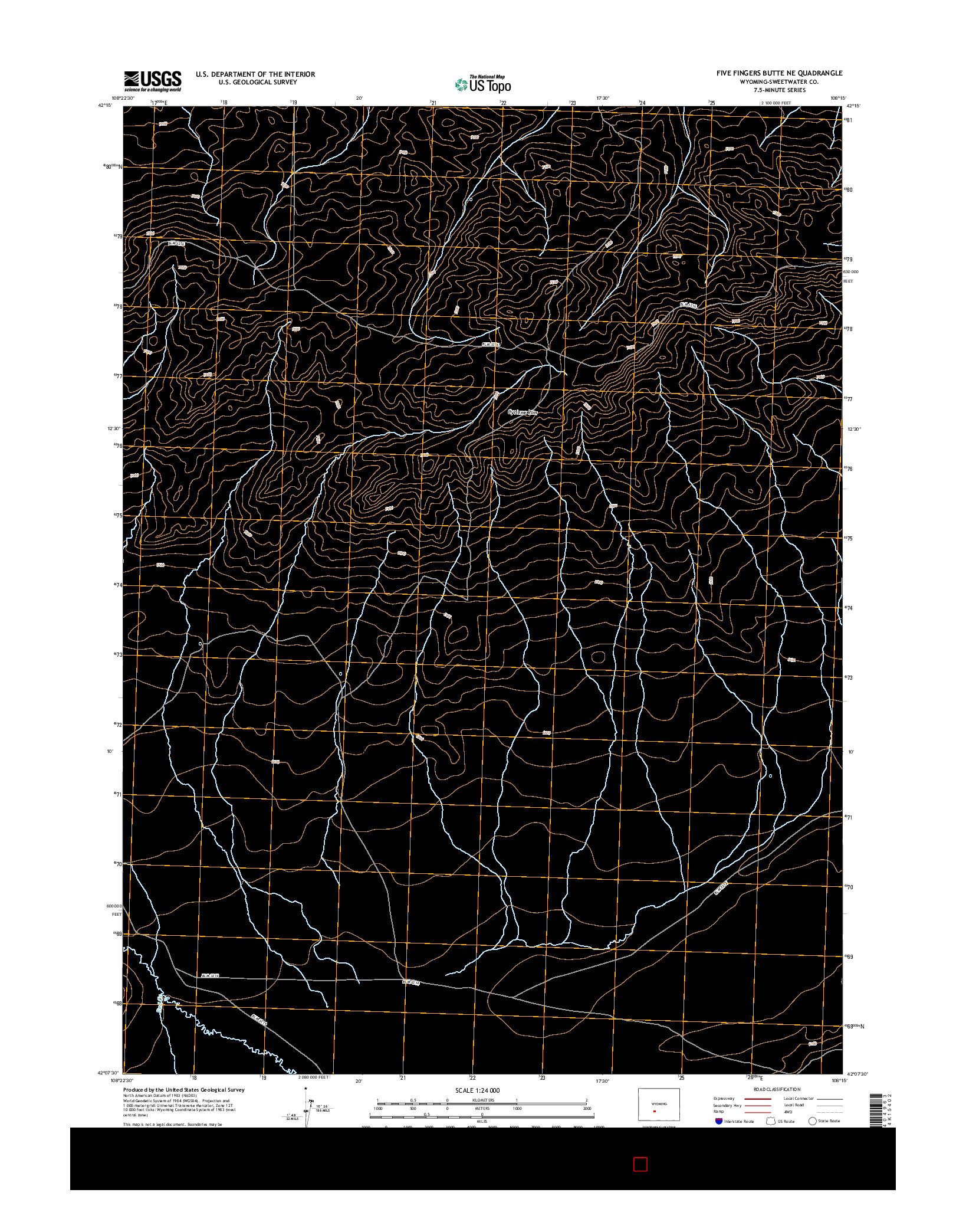 USGS US TOPO 7.5-MINUTE MAP FOR FIVE FINGERS BUTTE NE, WY 2015