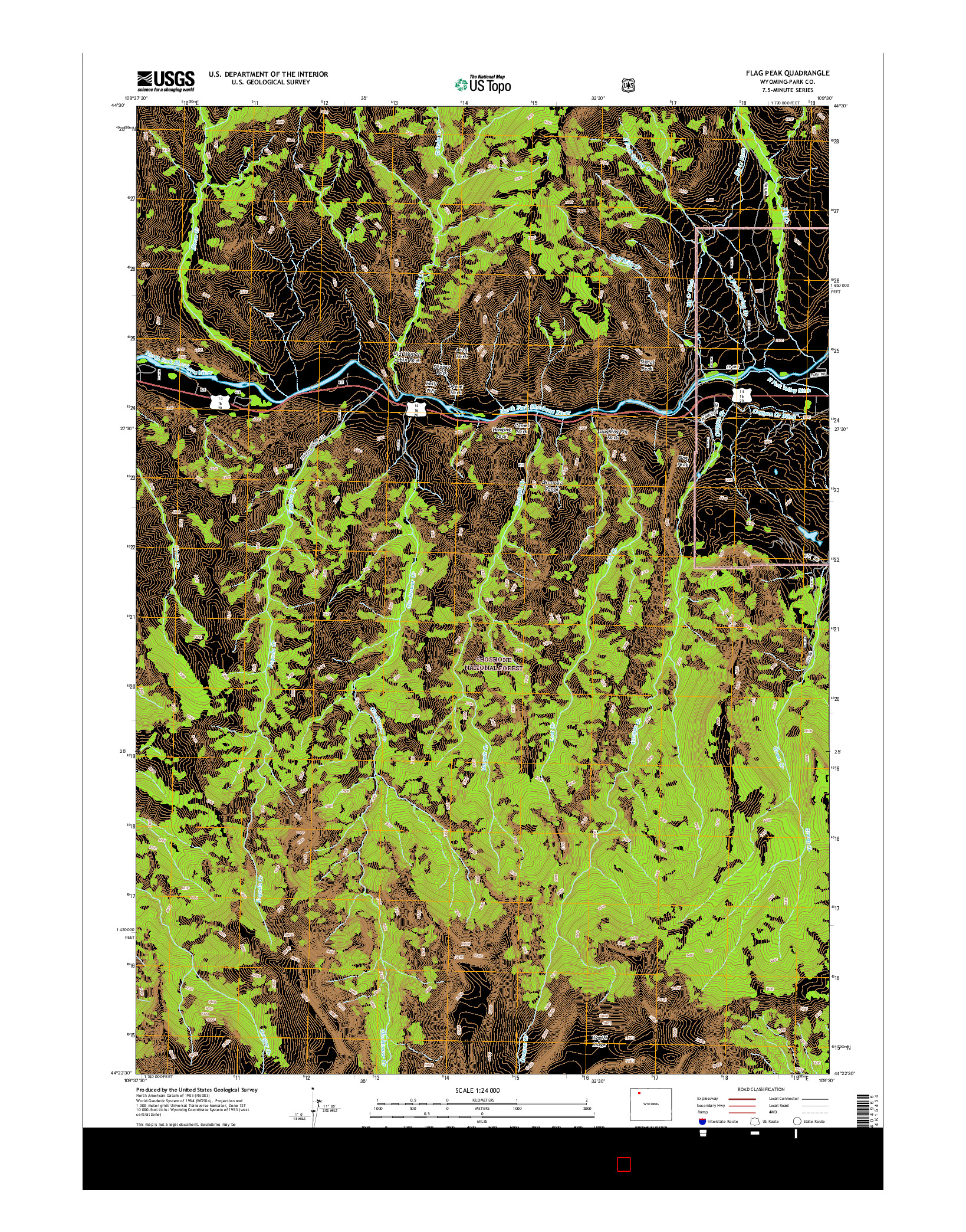 USGS US TOPO 7.5-MINUTE MAP FOR FLAG PEAK, WY 2015