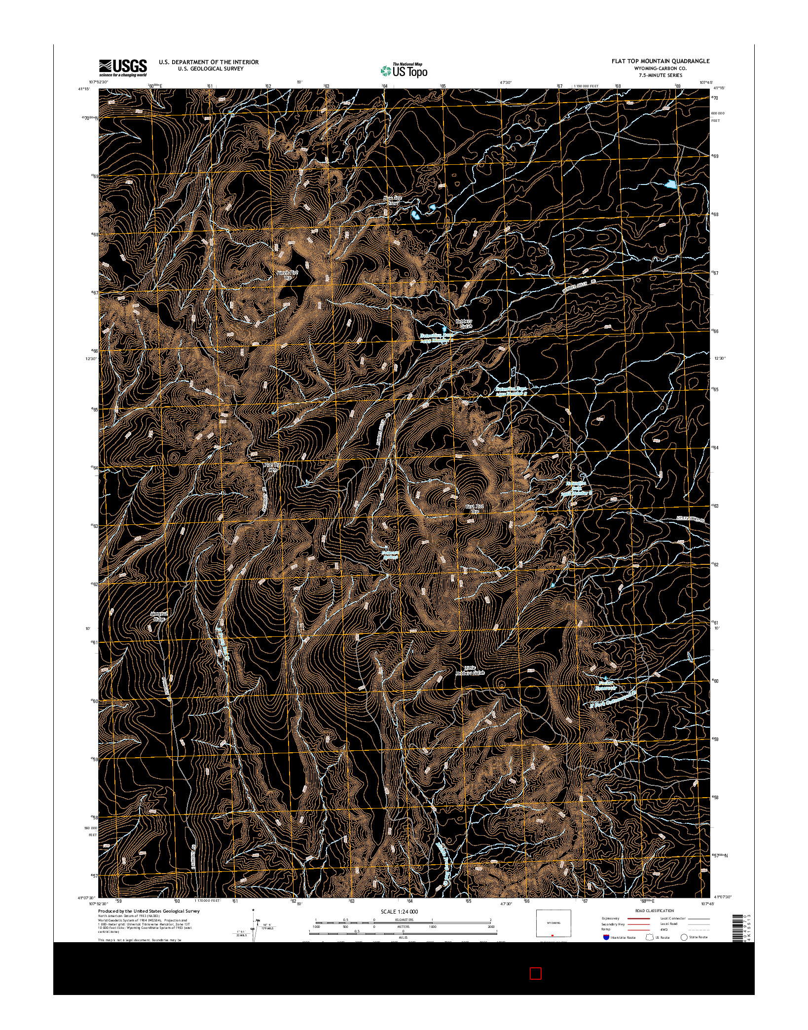 USGS US TOPO 7.5-MINUTE MAP FOR FLAT TOP MOUNTAIN, WY 2015
