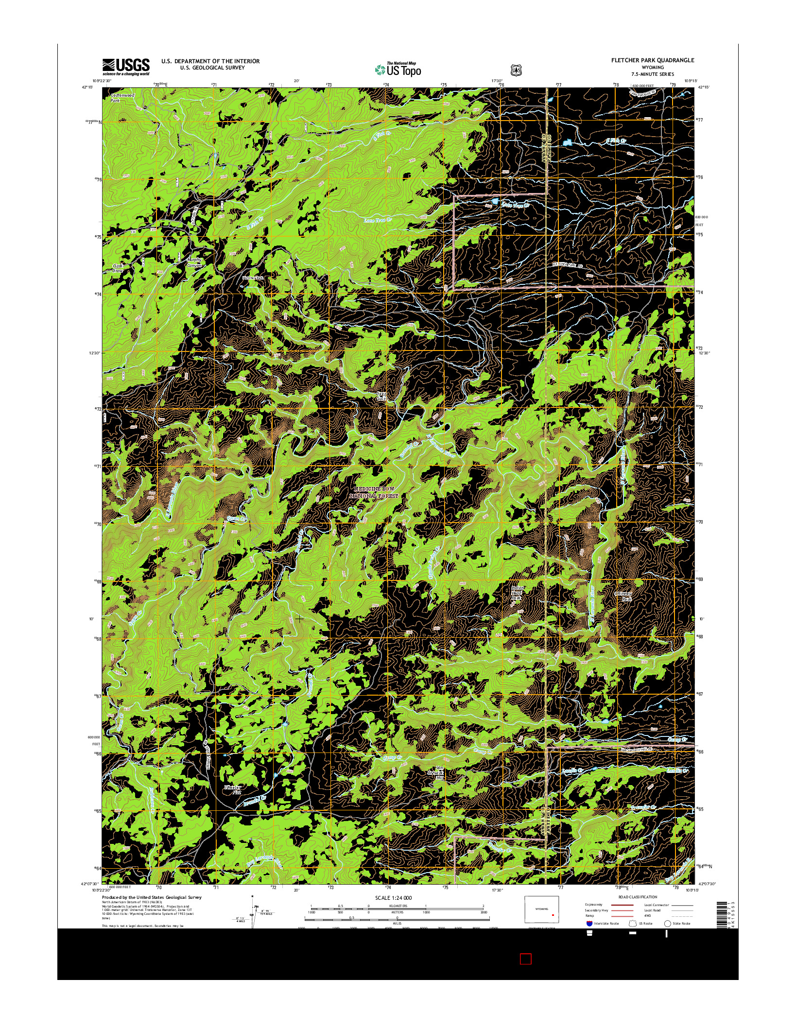 USGS US TOPO 7.5-MINUTE MAP FOR FLETCHER PARK, WY 2015
