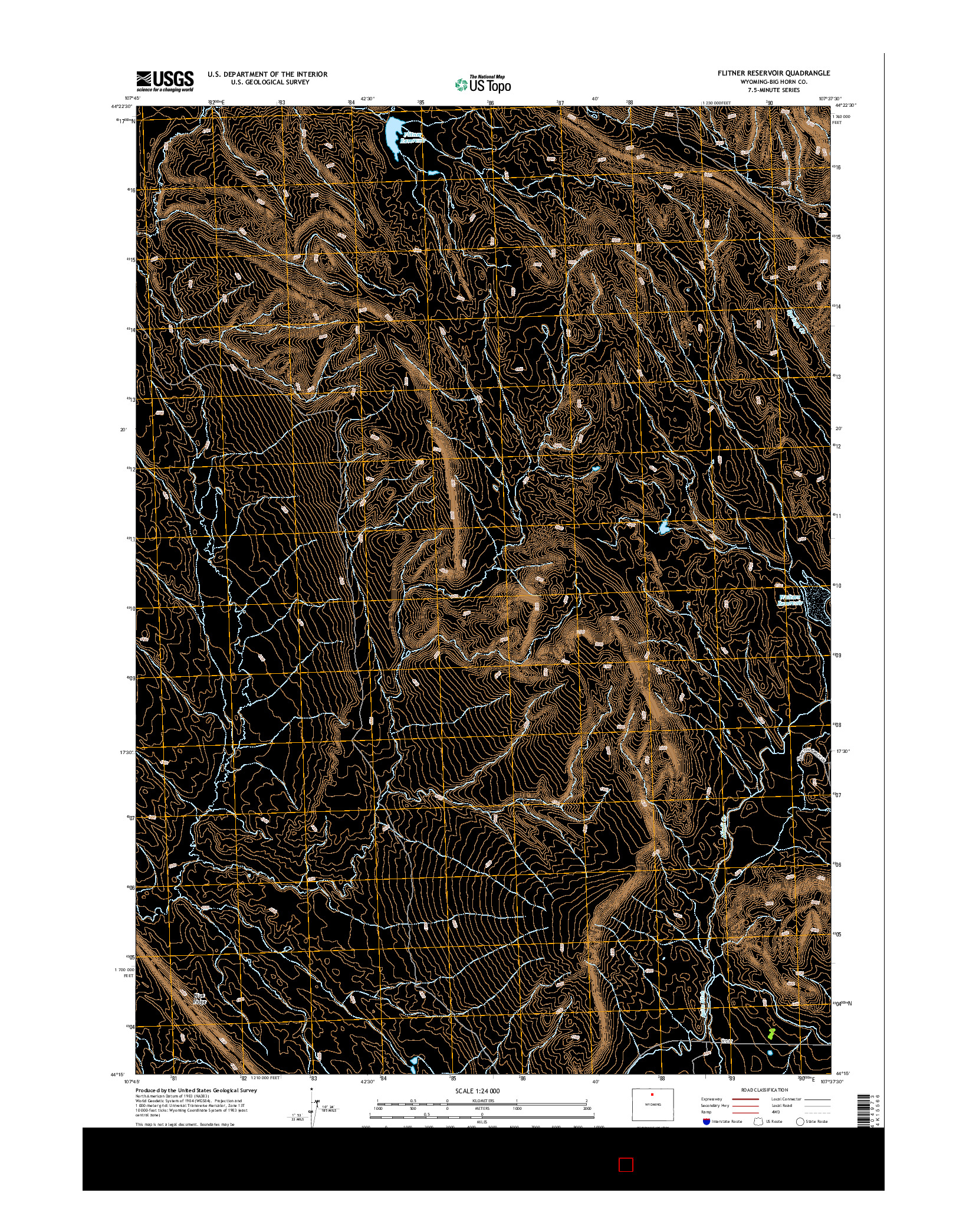 USGS US TOPO 7.5-MINUTE MAP FOR FLITNER RESERVOIR, WY 2015