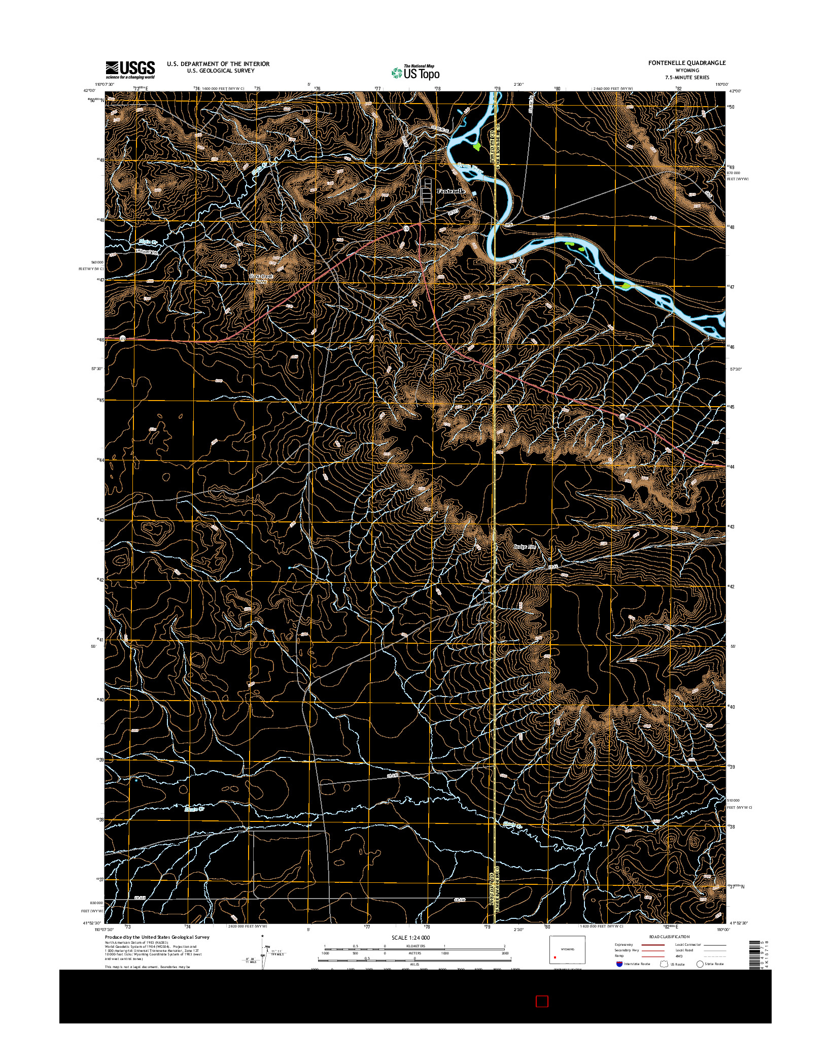 USGS US TOPO 7.5-MINUTE MAP FOR FONTENELLE, WY 2015
