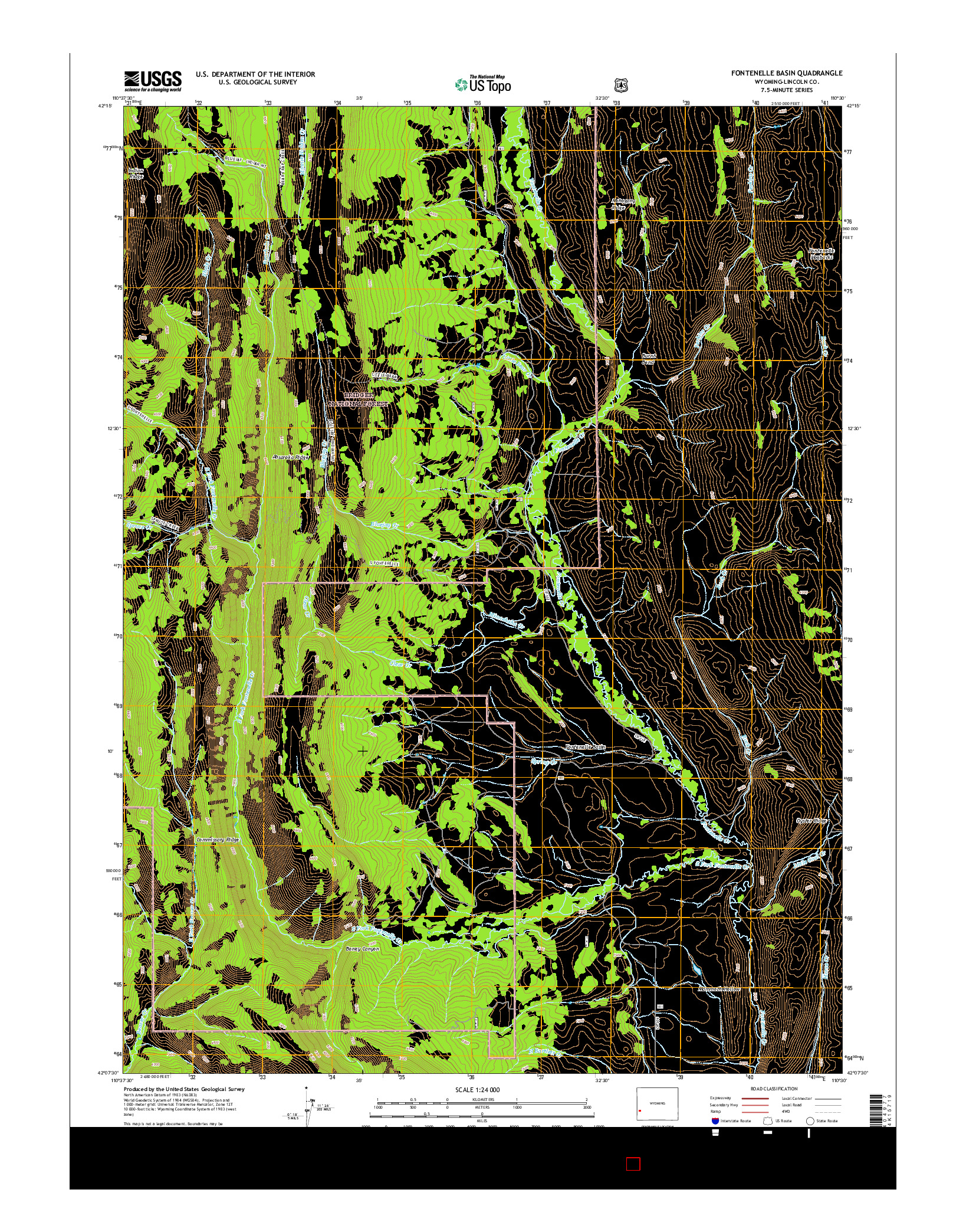 USGS US TOPO 7.5-MINUTE MAP FOR FONTENELLE BASIN, WY 2015