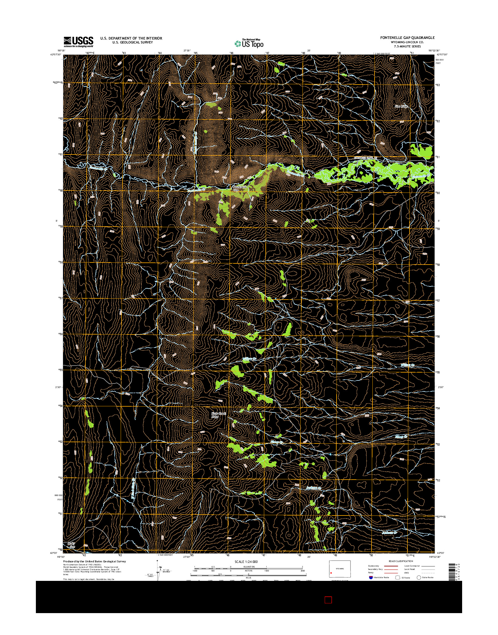 USGS US TOPO 7.5-MINUTE MAP FOR FONTENELLE GAP, WY 2015
