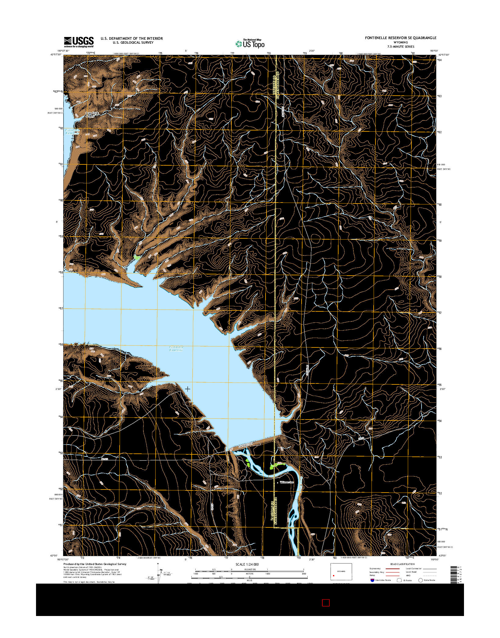 USGS US TOPO 7.5-MINUTE MAP FOR FONTENELLE RESERVOIR SE, WY 2015
