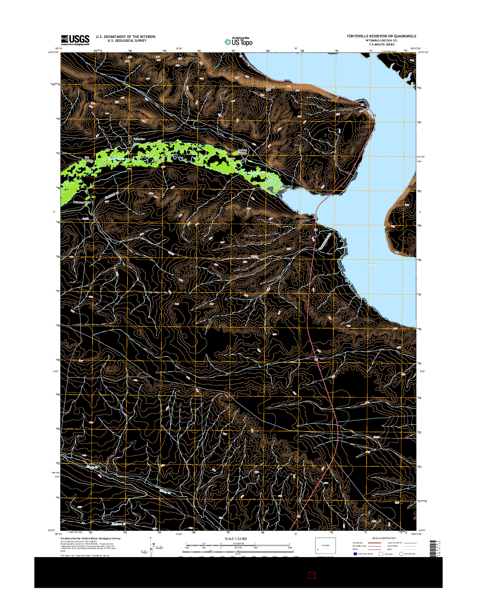 USGS US TOPO 7.5-MINUTE MAP FOR FONTENELLE RESERVOIR SW, WY 2015