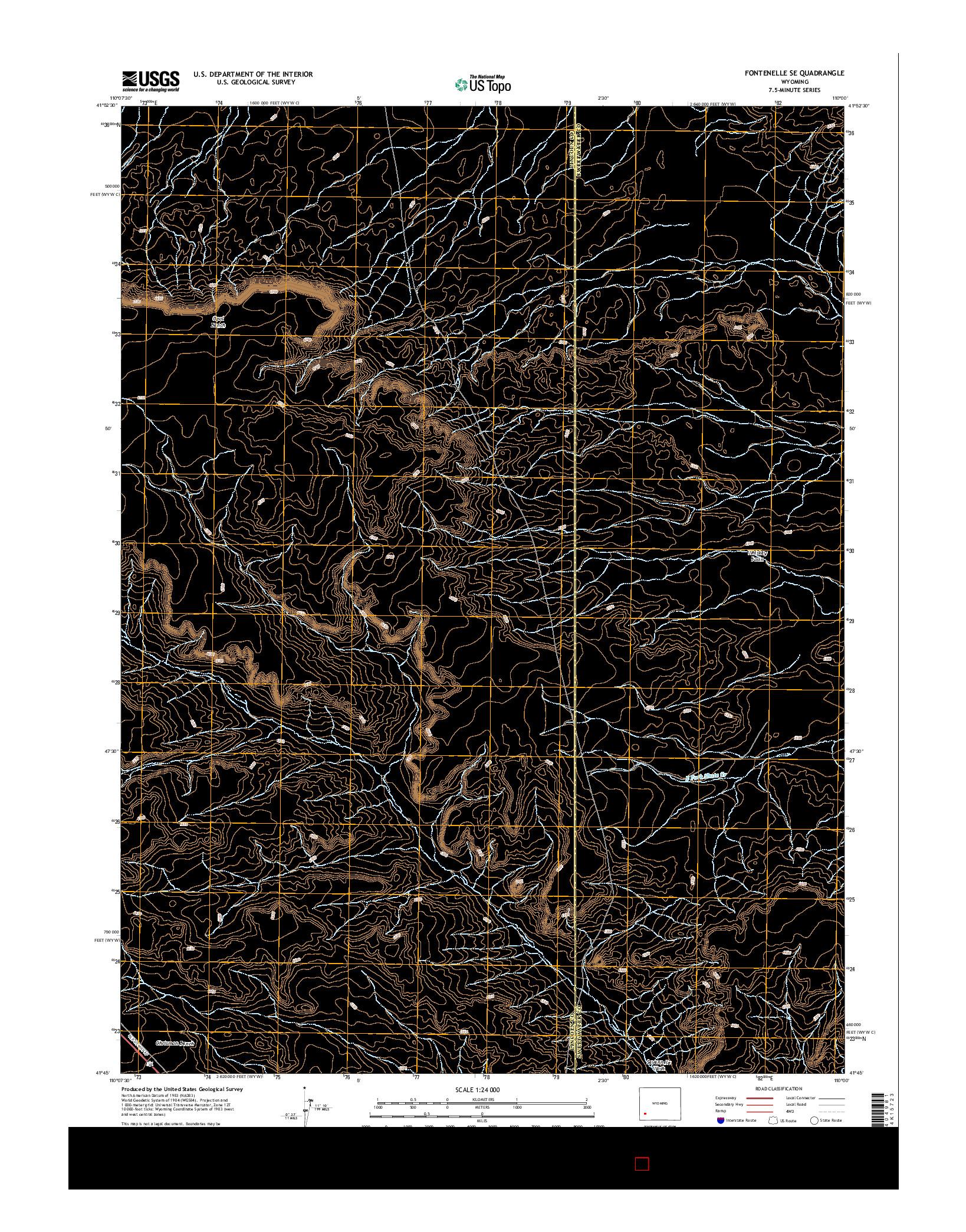 USGS US TOPO 7.5-MINUTE MAP FOR FONTENELLE SE, WY 2015
