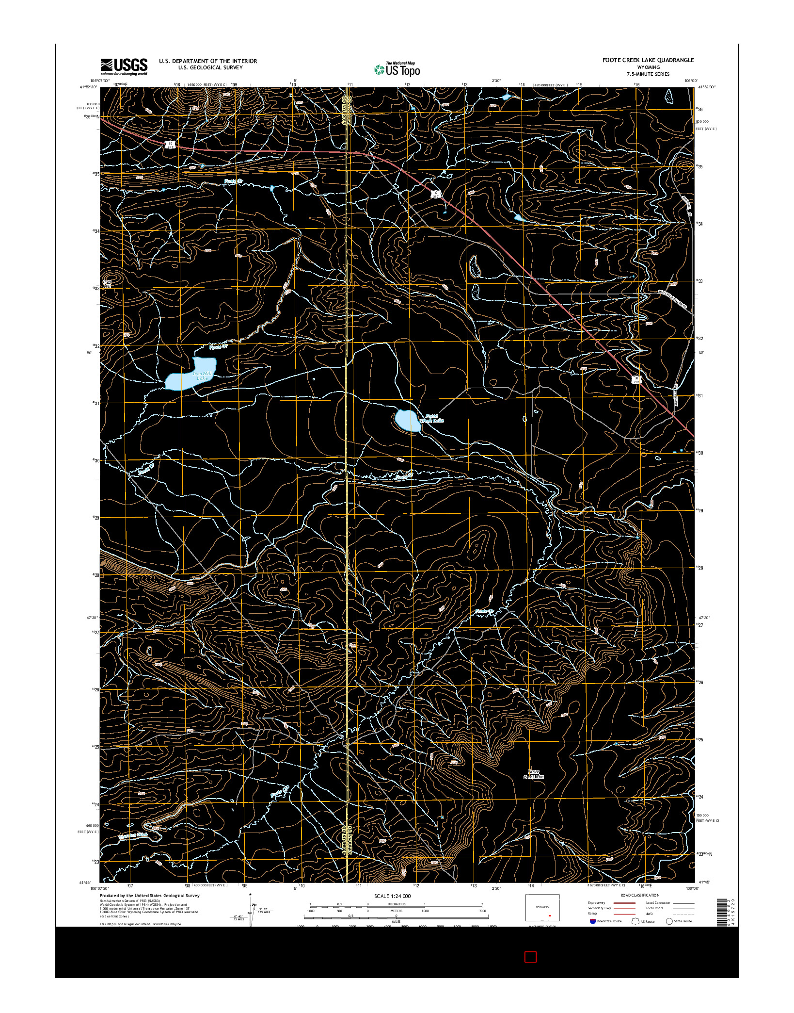 USGS US TOPO 7.5-MINUTE MAP FOR FOOTE CREEK LAKE, WY 2015