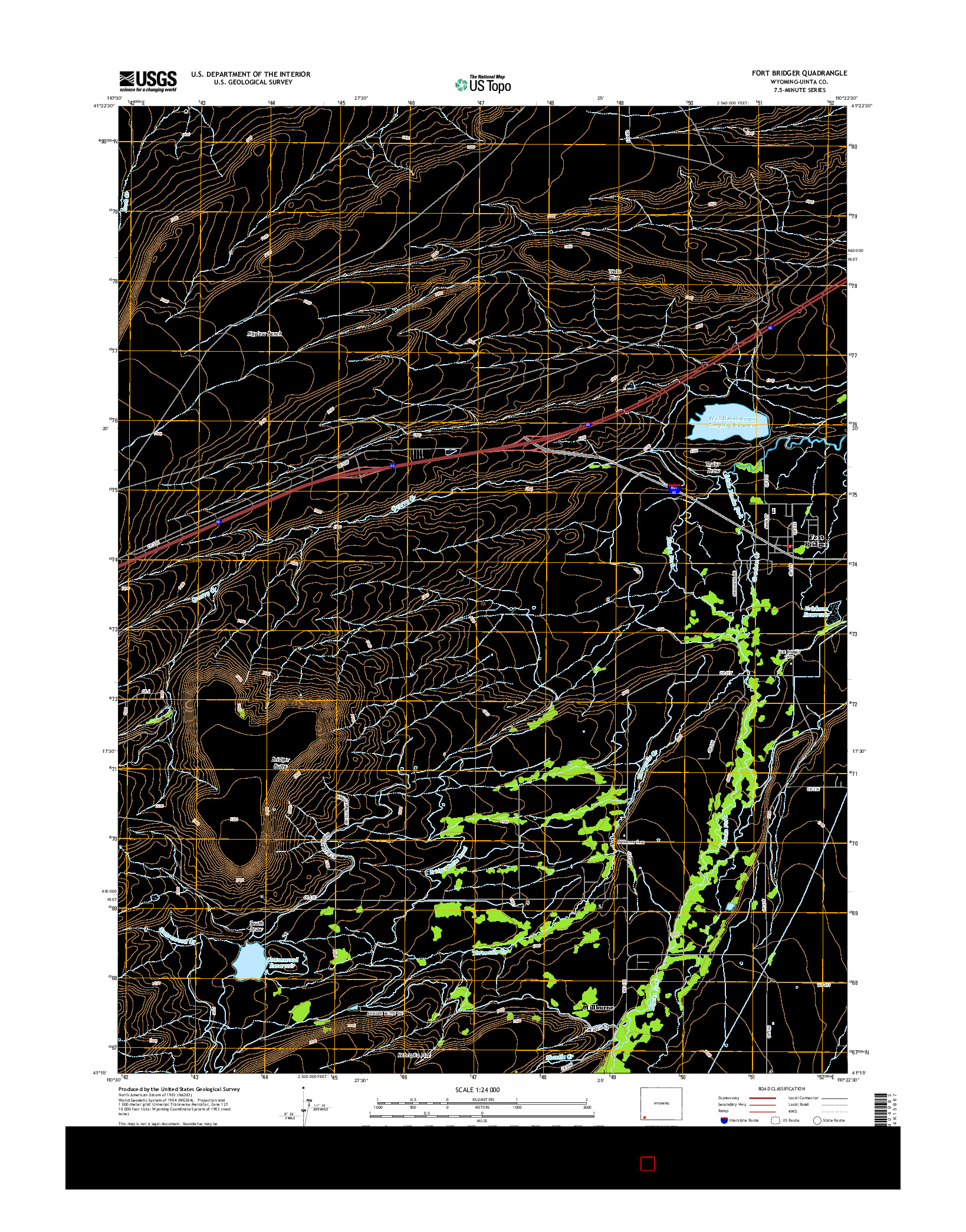 USGS US TOPO 7.5-MINUTE MAP FOR FORT BRIDGER, WY 2015