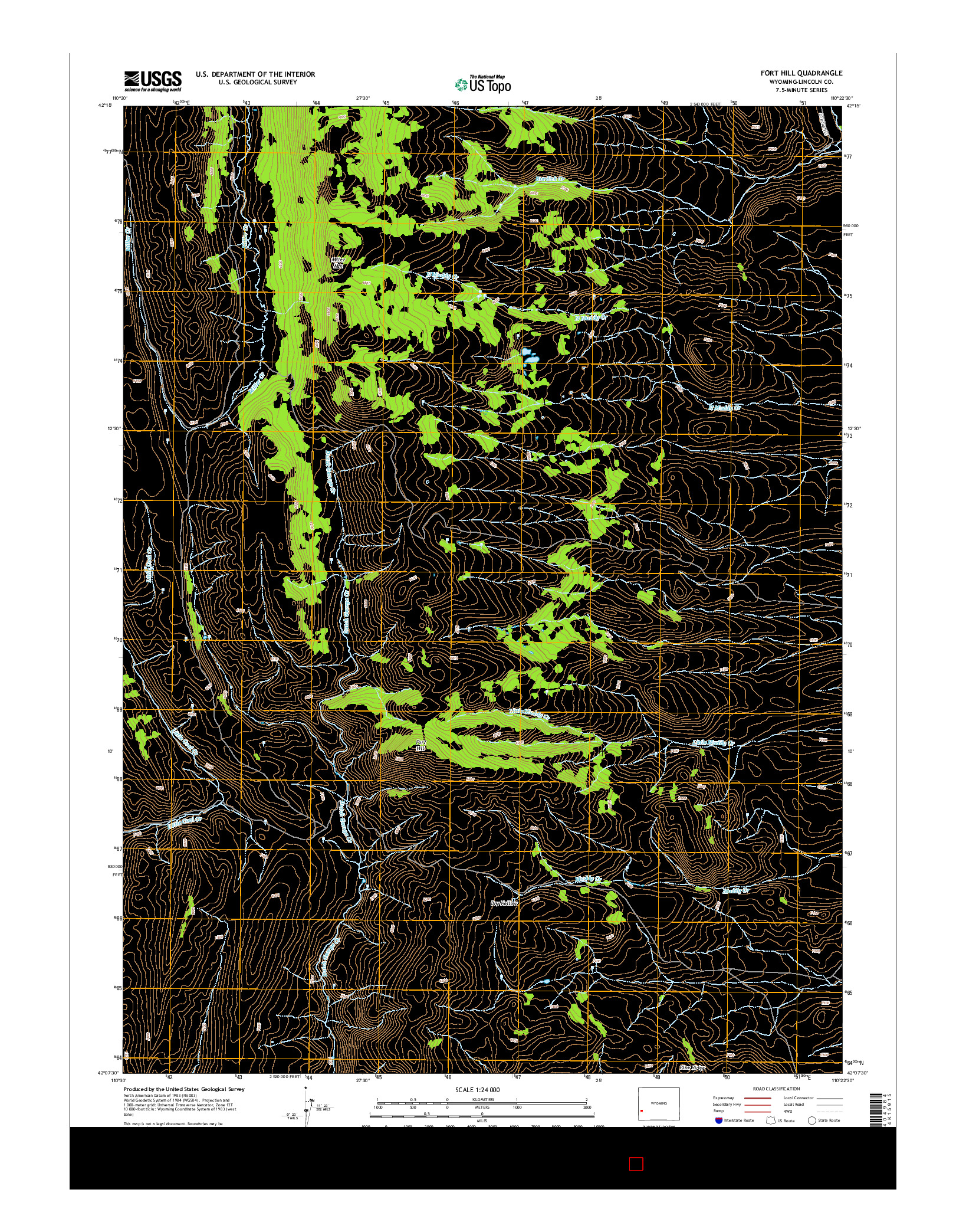 USGS US TOPO 7.5-MINUTE MAP FOR FORT HILL, WY 2015