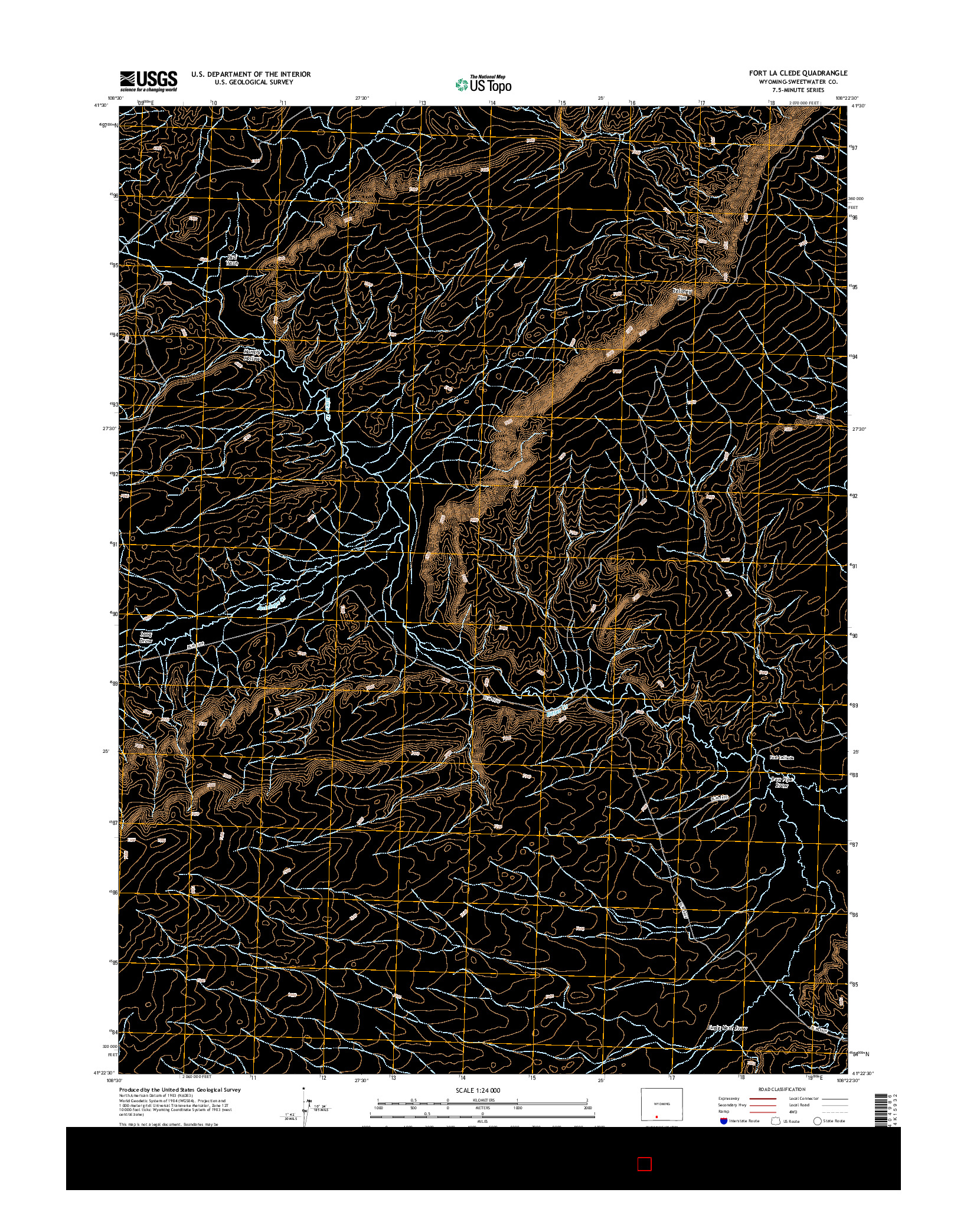 USGS US TOPO 7.5-MINUTE MAP FOR FORT LA CLEDE, WY 2015
