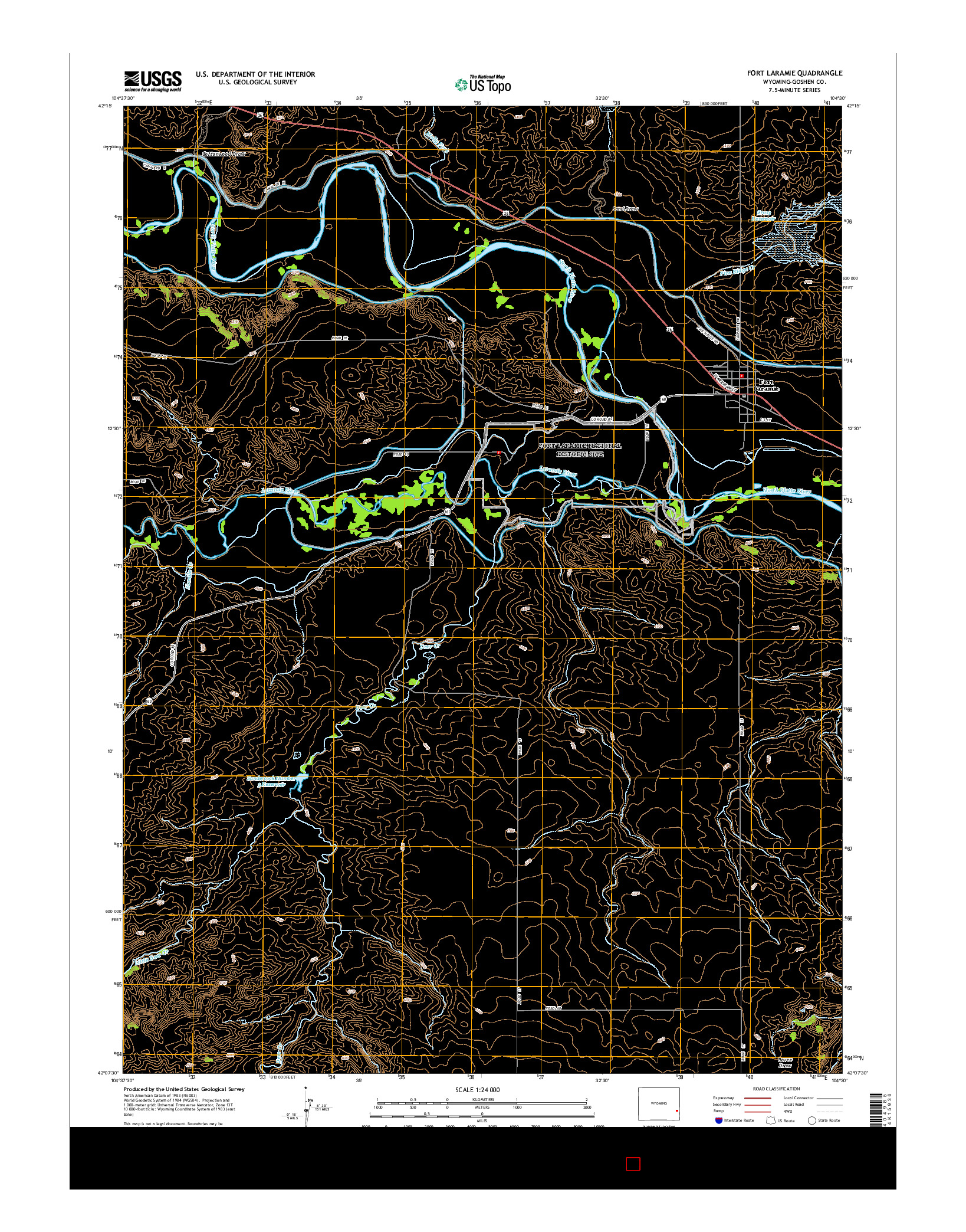 USGS US TOPO 7.5-MINUTE MAP FOR FORT LARAMIE, WY 2015